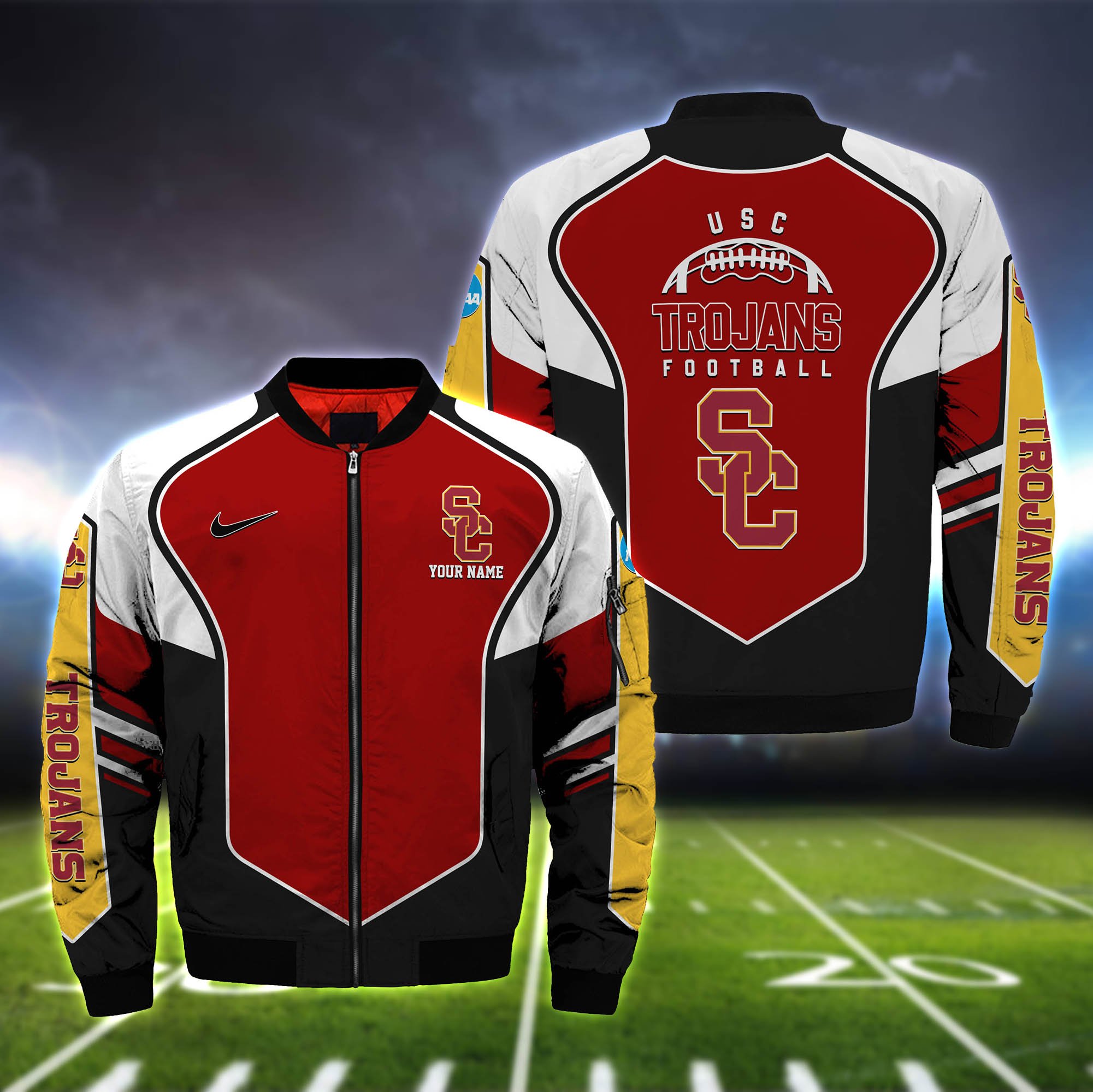 USC Trojans Bomber Jacket 2024 Version Custom Name, Sport Team Jacket For Fans ETHY-122036