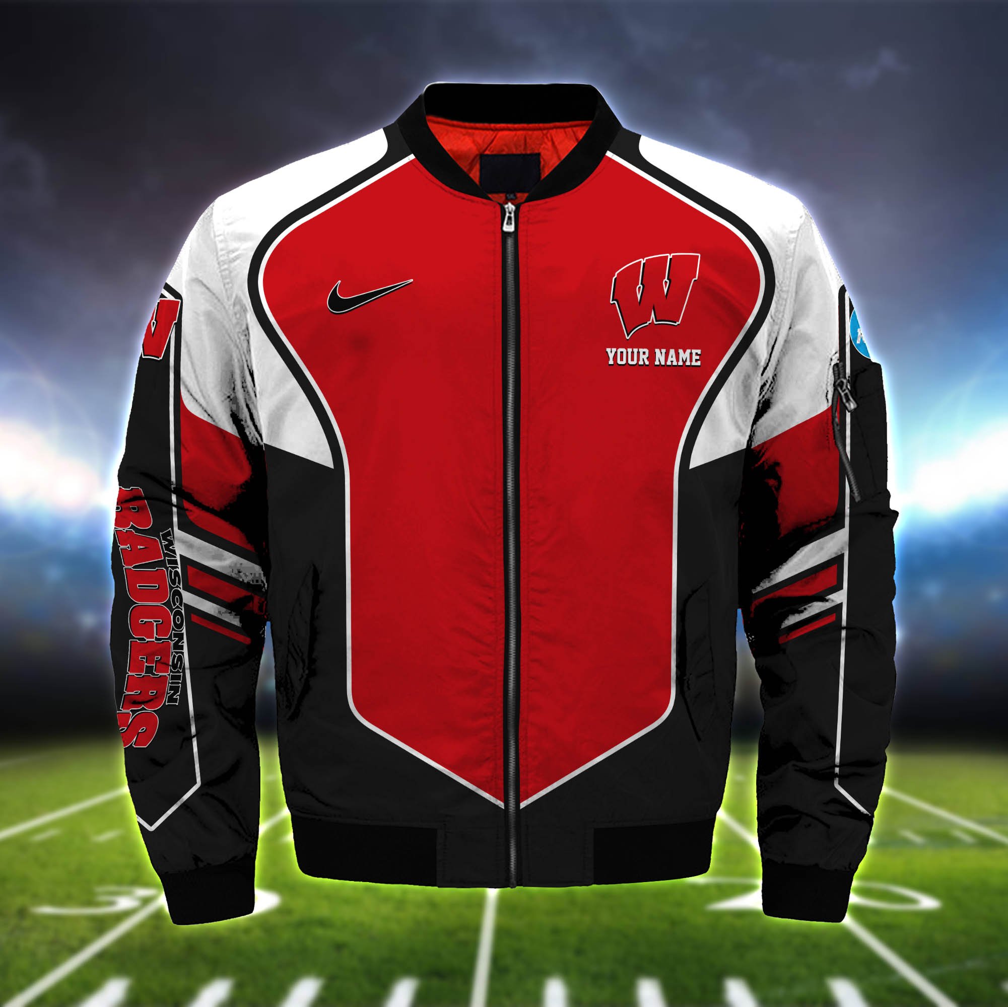 Alternative view of Wisconsin Badgers Bomber Jacket 2024 Version Custom Name, Sport Team Jacket For Fans ETHY-122036