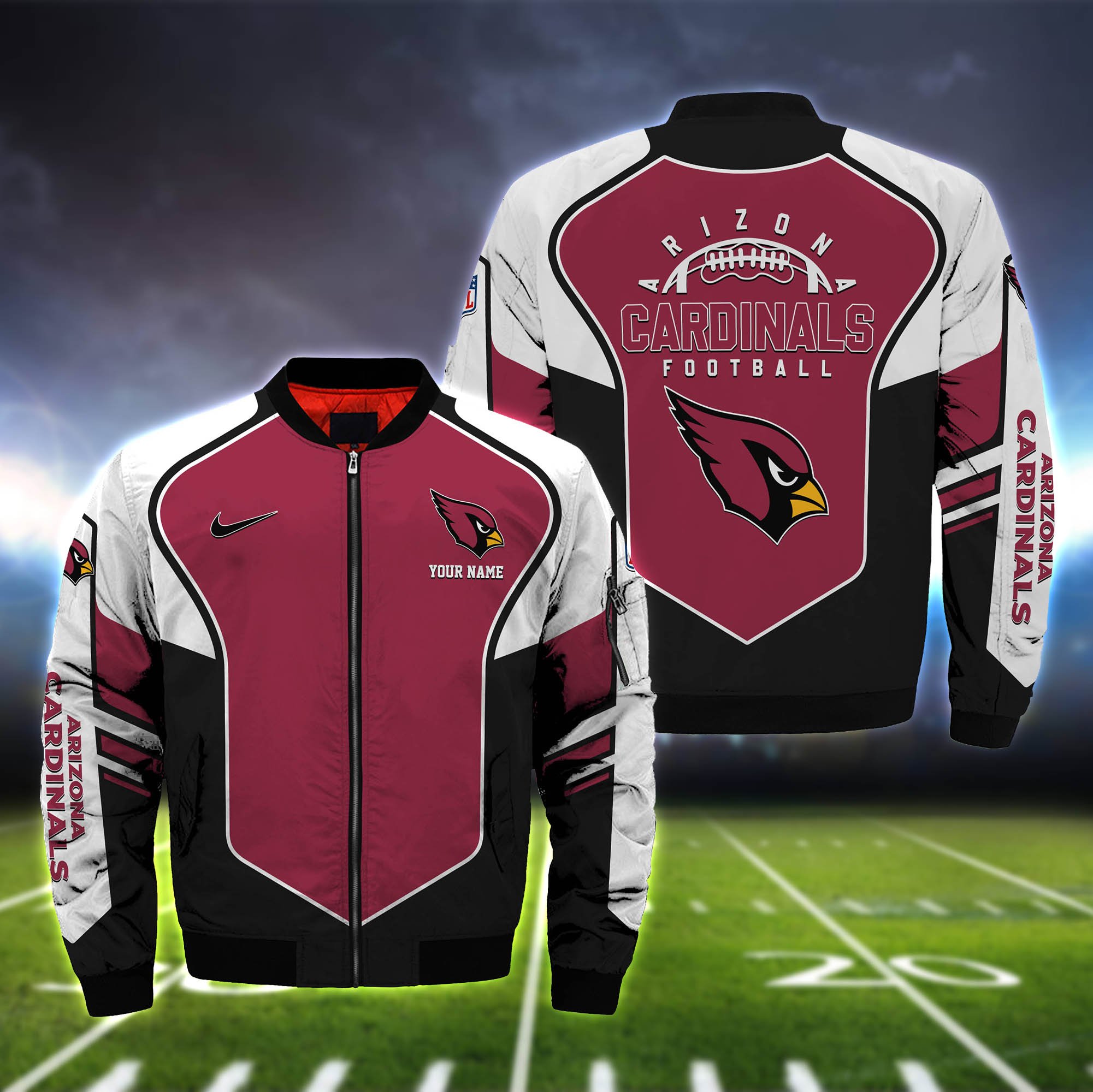 Arizona Cardinals Bomber Jacket 2024 Version Custom Name, Sport Team Jacket For Fans ETHY-122036