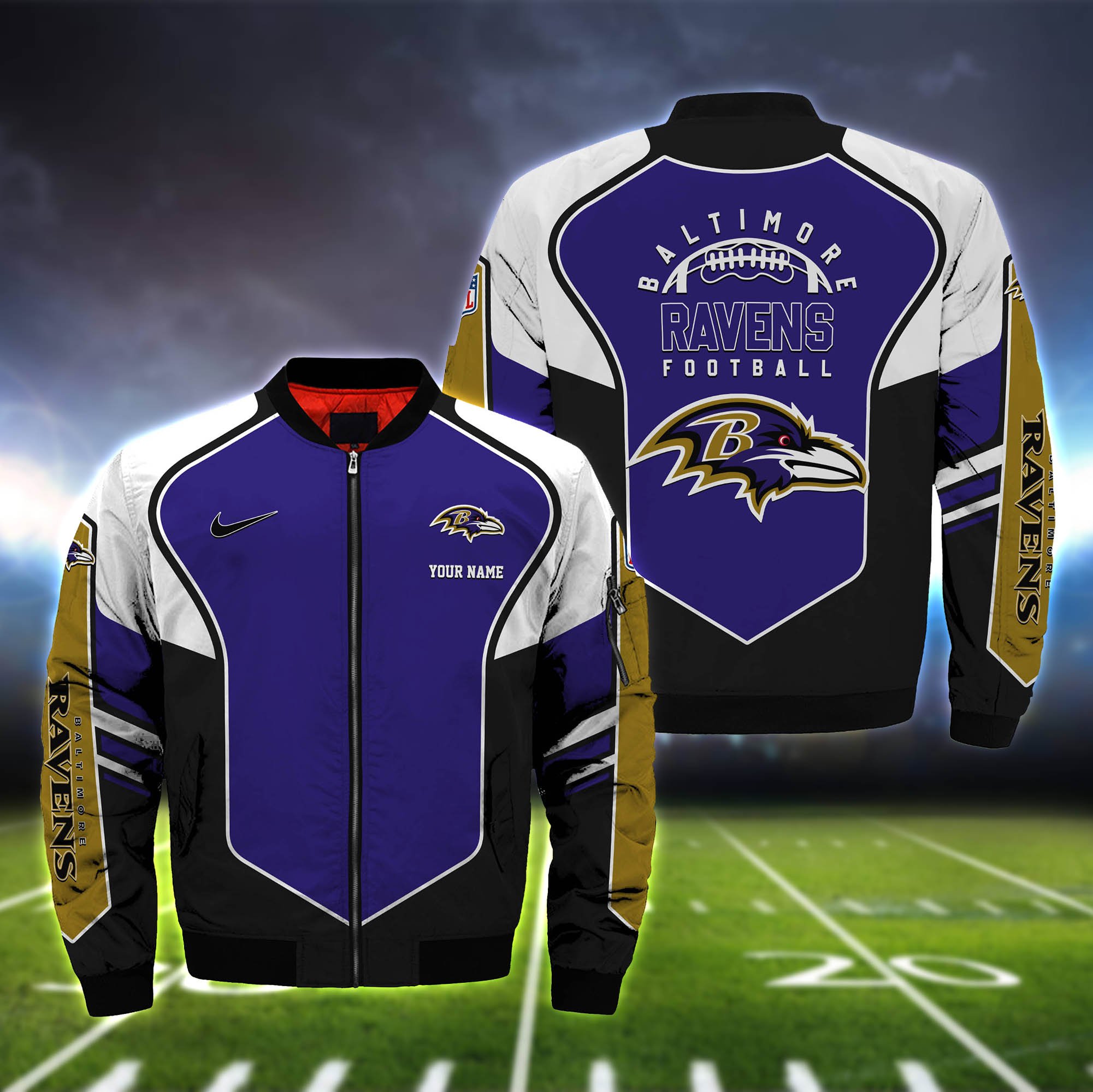 Baltimore Ravens Bomber Jacket 2024 Version Custom Name, Sport Team Jacket For Fans ETHY-122036