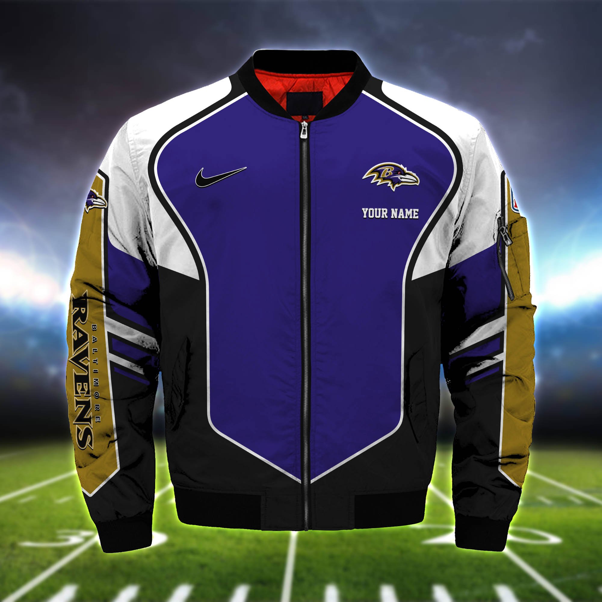 Alternative view of Baltimore Ravens Bomber Jacket 2024 Version Custom Name, Sport Team Jacket For Fans ETHY-122036
