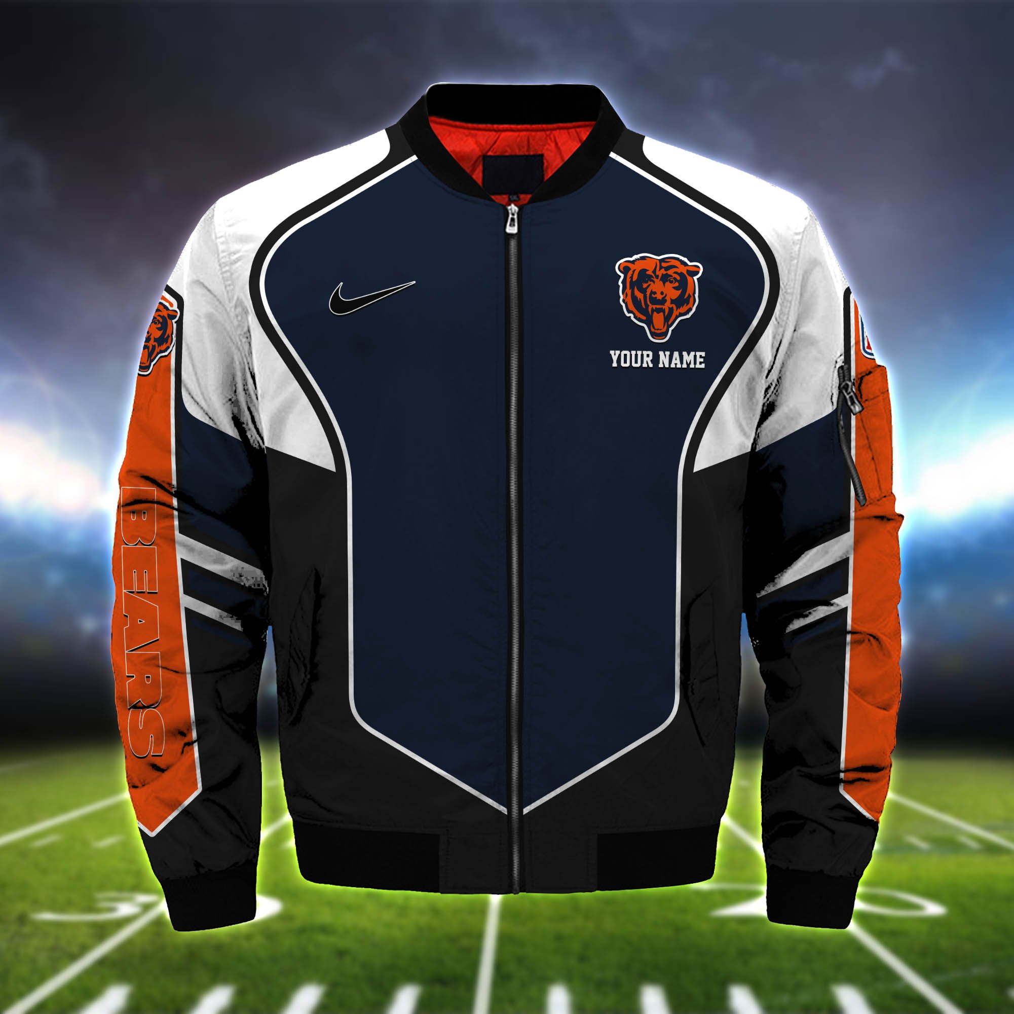 Alternative view of Chicago Bears Bomber Jacket 2024 Version Custom Name, Sport Team Jacket For Fans ETHY-122036