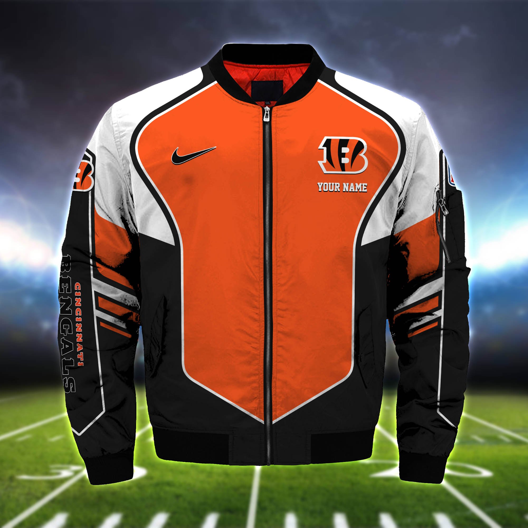 Alternative view of Cincinnati Bengals Bomber Jacket 2024 Version Custom Name, Sport Team Jacket For Fans ETHY-122036