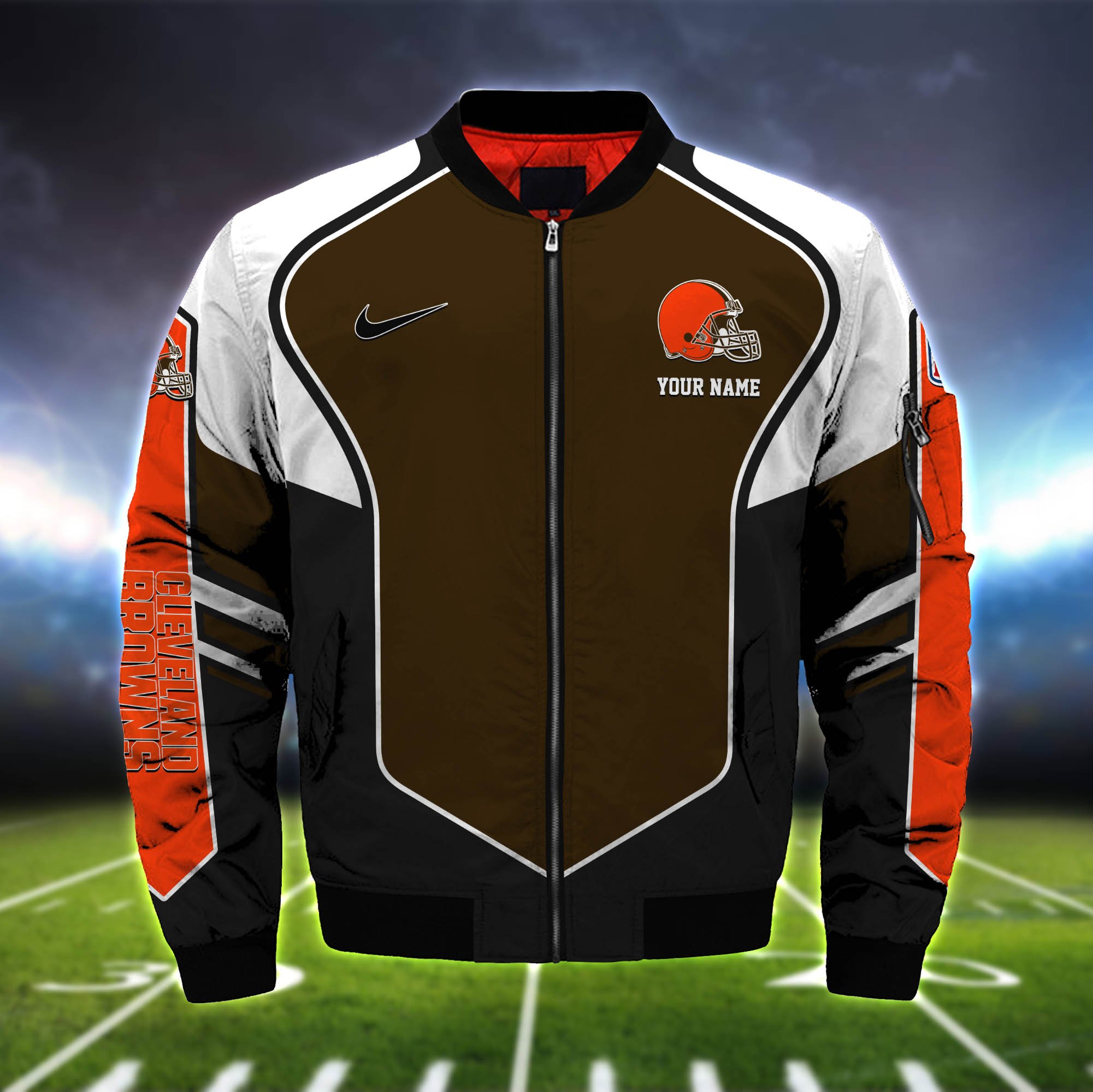 Alternative view of Cleveland Browns Bomber Jacket 2024 Version Custom Name, Sport Team Jacket For Fans ETHY-122036