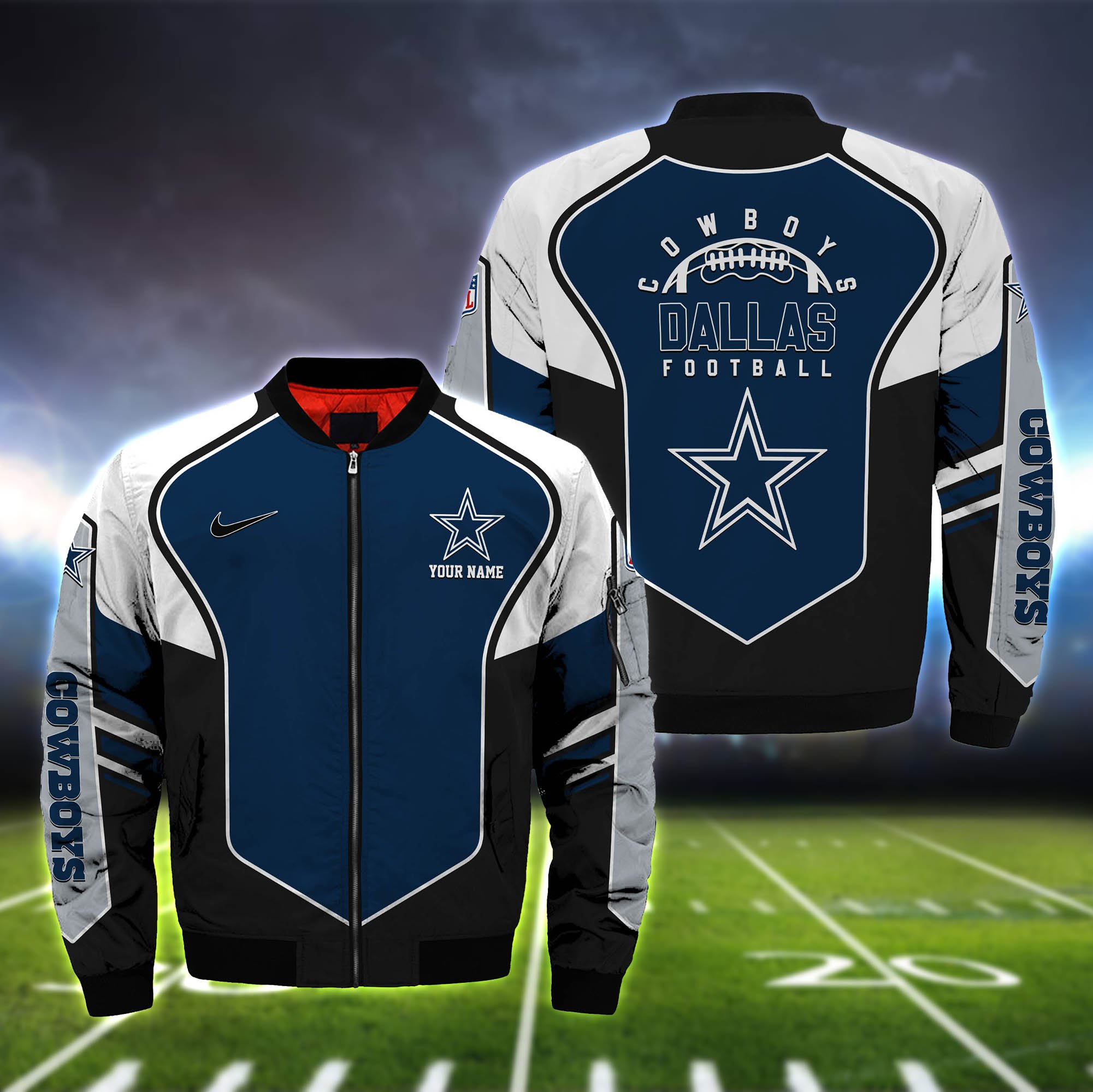 Dallas Cowboys Bomber Jacket 2024 Version Custom Name, Sport Team Jacket For Fans ETHY-122036