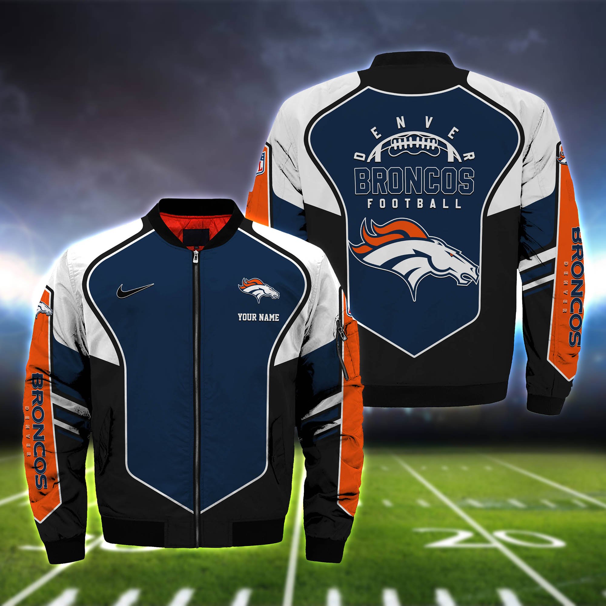 Denver Broncos Bomber Jacket 2024 Version Custom Name, Sport Team Jacket For Fans ETHY-122036