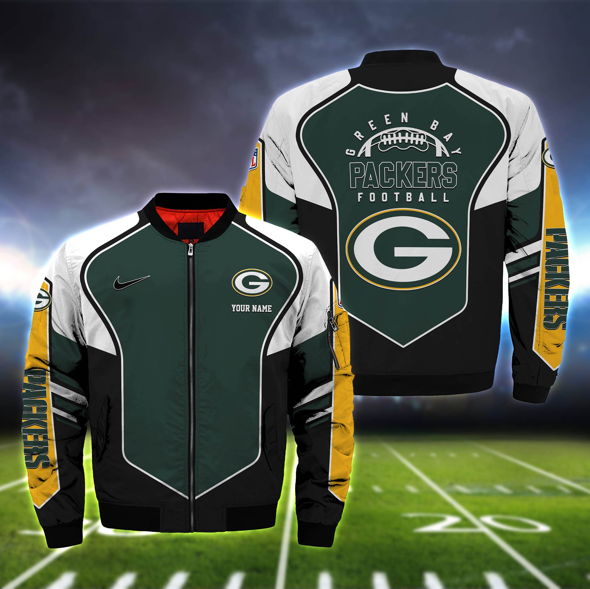 Green Bay Packers Bomber Jacket 2024 Version Custom Name, Sport Team Jacket For Fans ETHY-122036