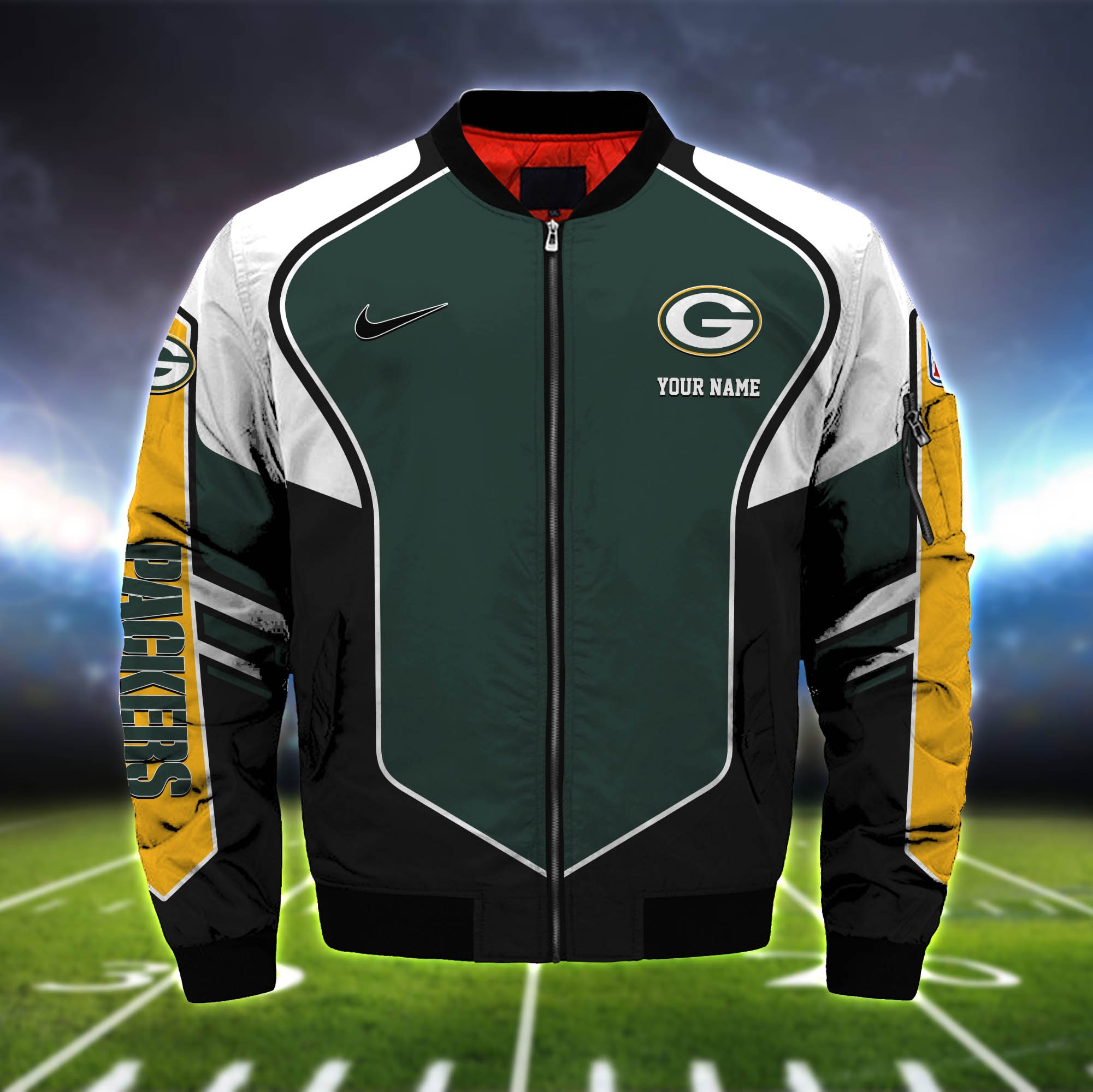 Alternative view of Green Bay Packers Bomber Jacket 2024 Version Custom Name, Sport Team Jacket For Fans ETHY-122036