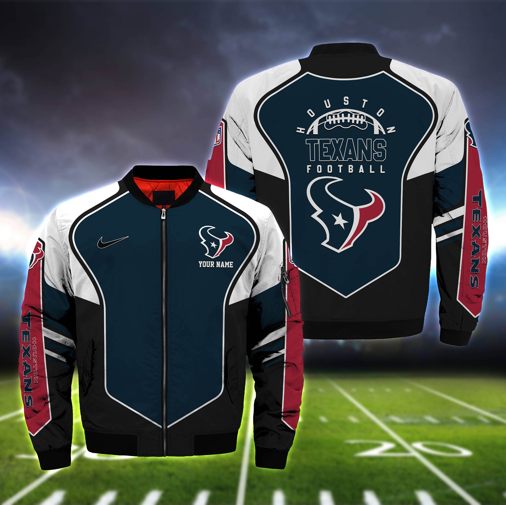 Houston Texans Bomber Jacket 2024 Version Custom Name, Sport Team Jacket For Fans ETHY-122036