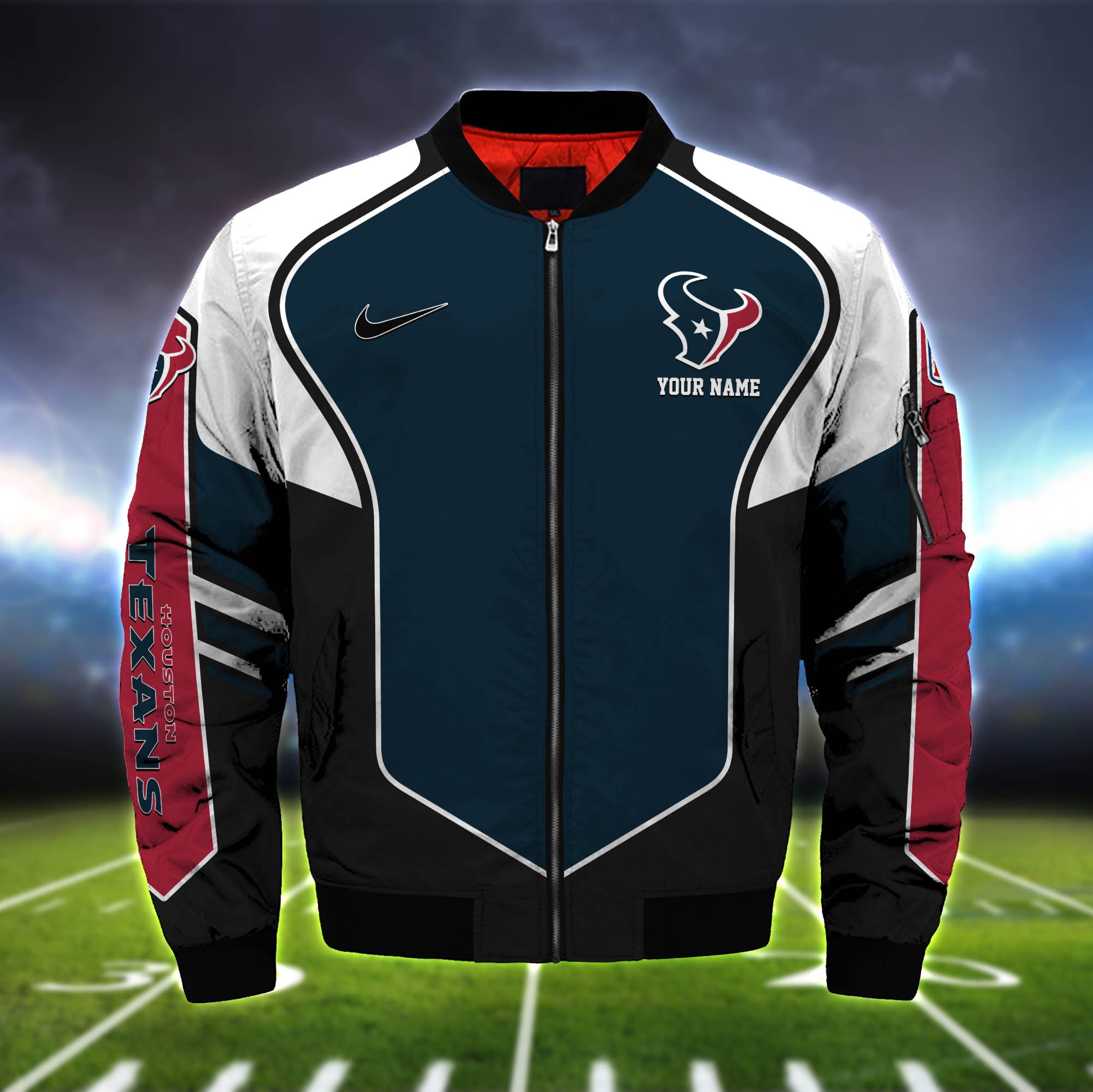 Alternative view of Houston Texans Bomber Jacket 2024 Version Custom Name, Sport Team Jacket For Fans ETHY-122036