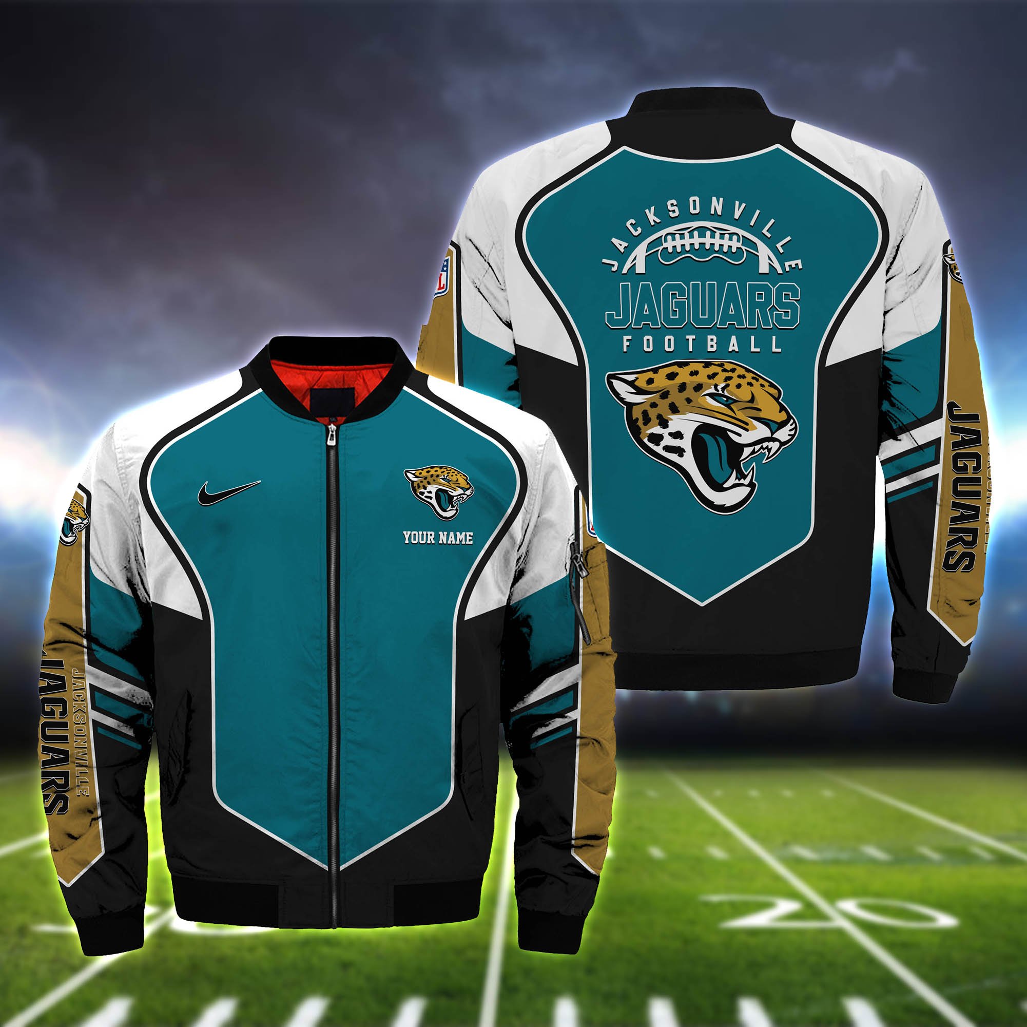 Jacksonville Jaguars Bomber Jacket 2024 Version Custom Name, Sport Team Jacket For Fans ETHY-122036