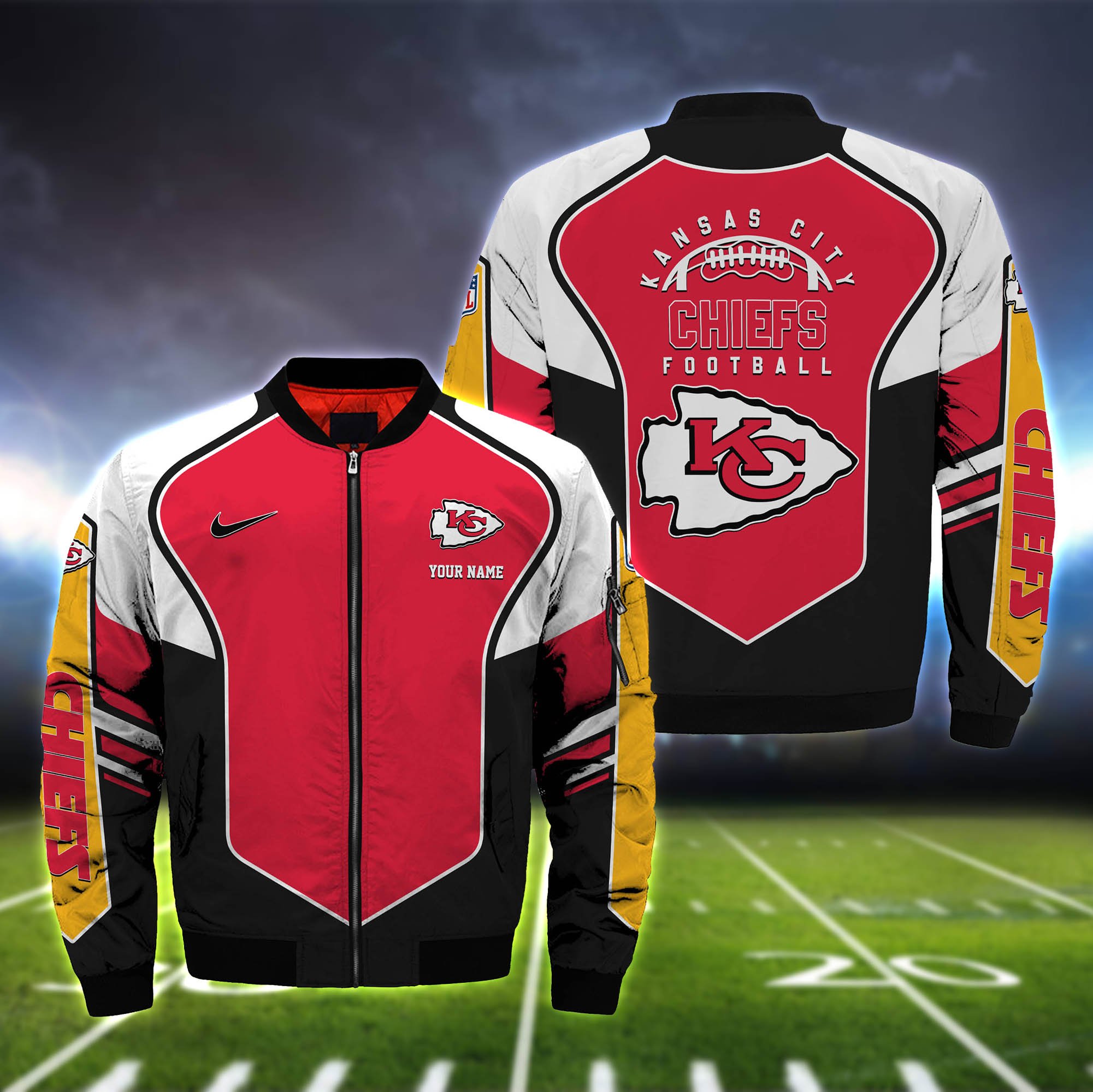 Kansas City Chiefs Bomber Jacket 2024 Version Custom Name, Sport Team Jacket For Fans ETHY-122036
