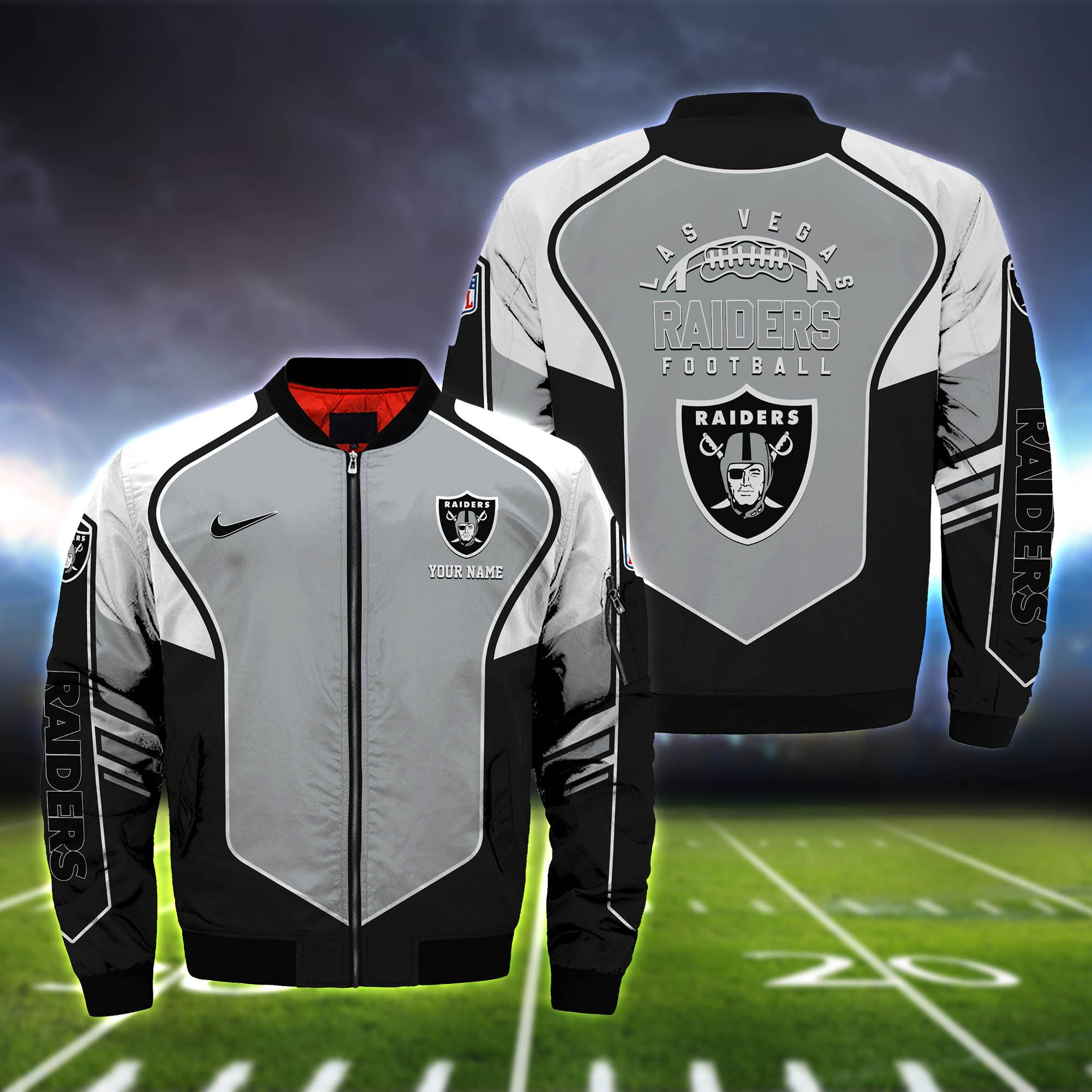Las Vegas Raiders Bomber Jacket 2024 Version Custom Name, Sport Team Jacket For Fans ETHY-122036