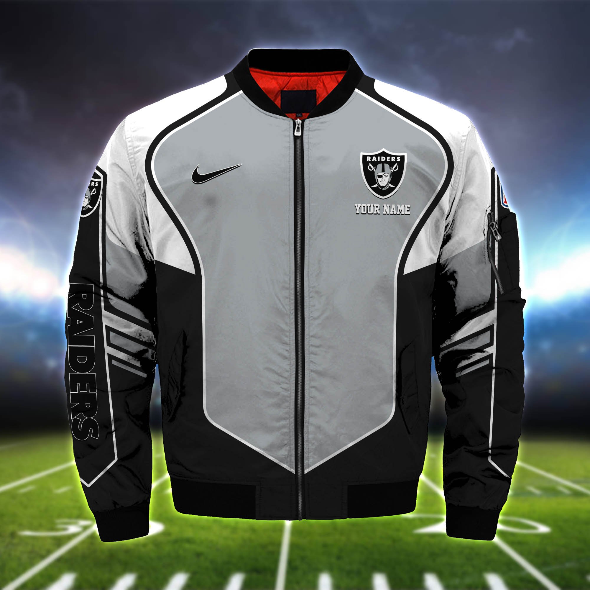 Alternative view of Las Vegas Raiders Bomber Jacket 2024 Version Custom Name, Sport Team Jacket For Fans ETHY-122036