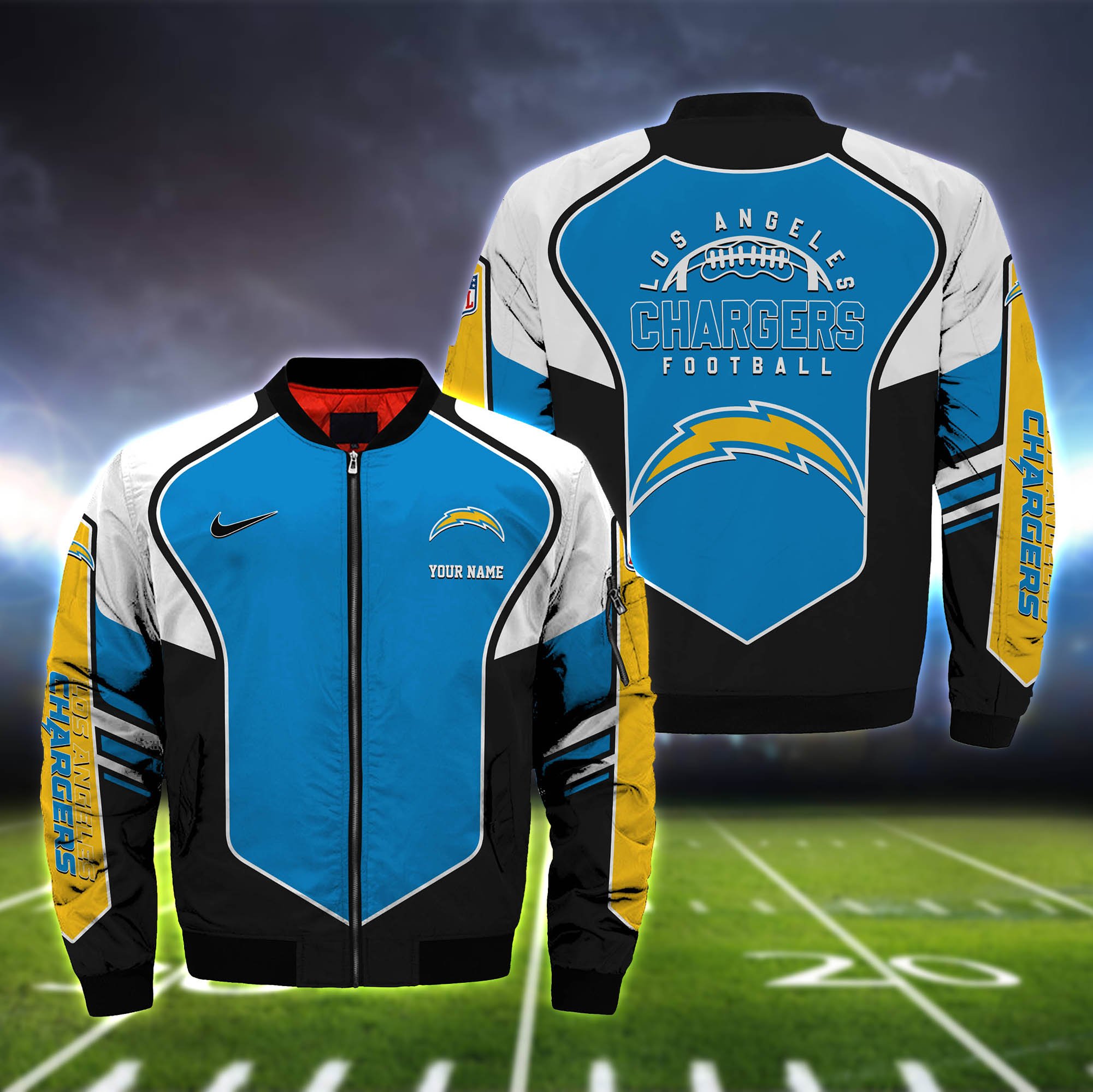 Los Angeles Chargers Bomber Jacket 2024 Version Custom Name, Sport Team Jacket For Fans ETHY-122036