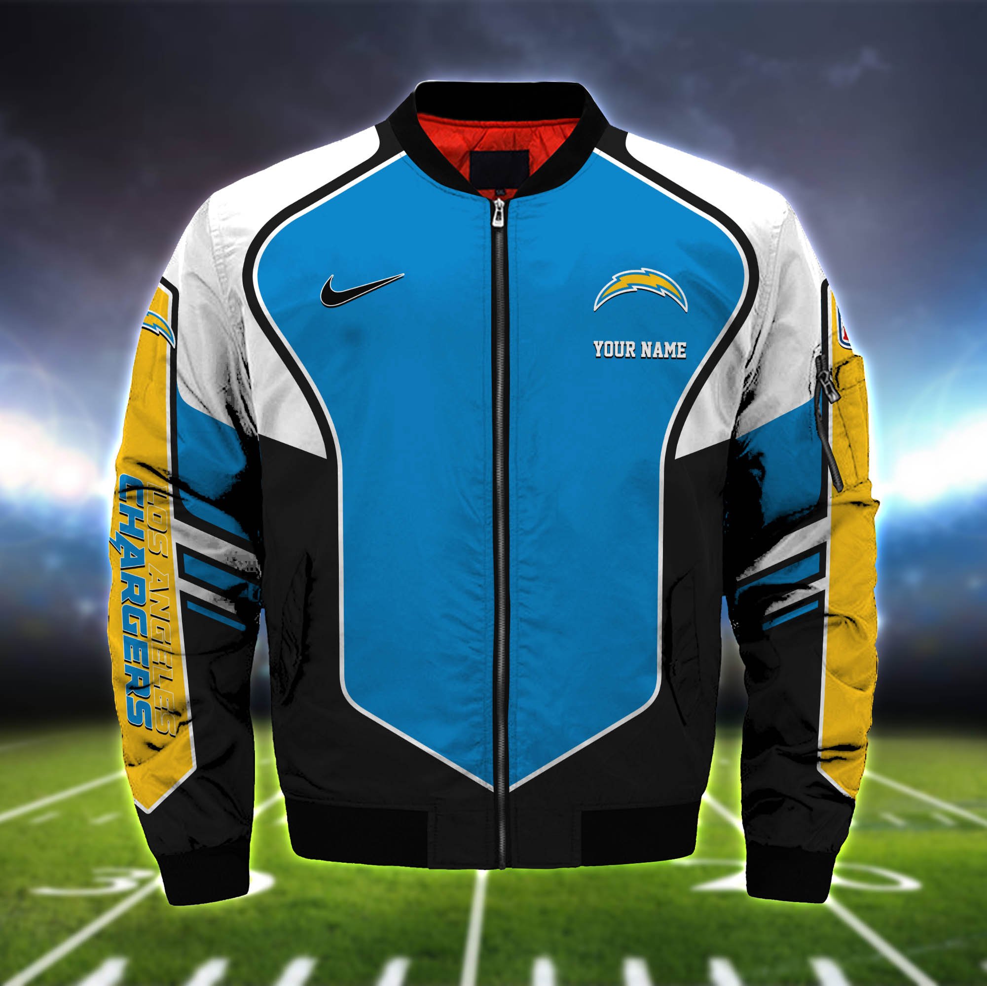Alternative view of Los Angeles Chargers Bomber Jacket 2024 Version Custom Name, Sport Team Jacket For Fans ETHY-122036