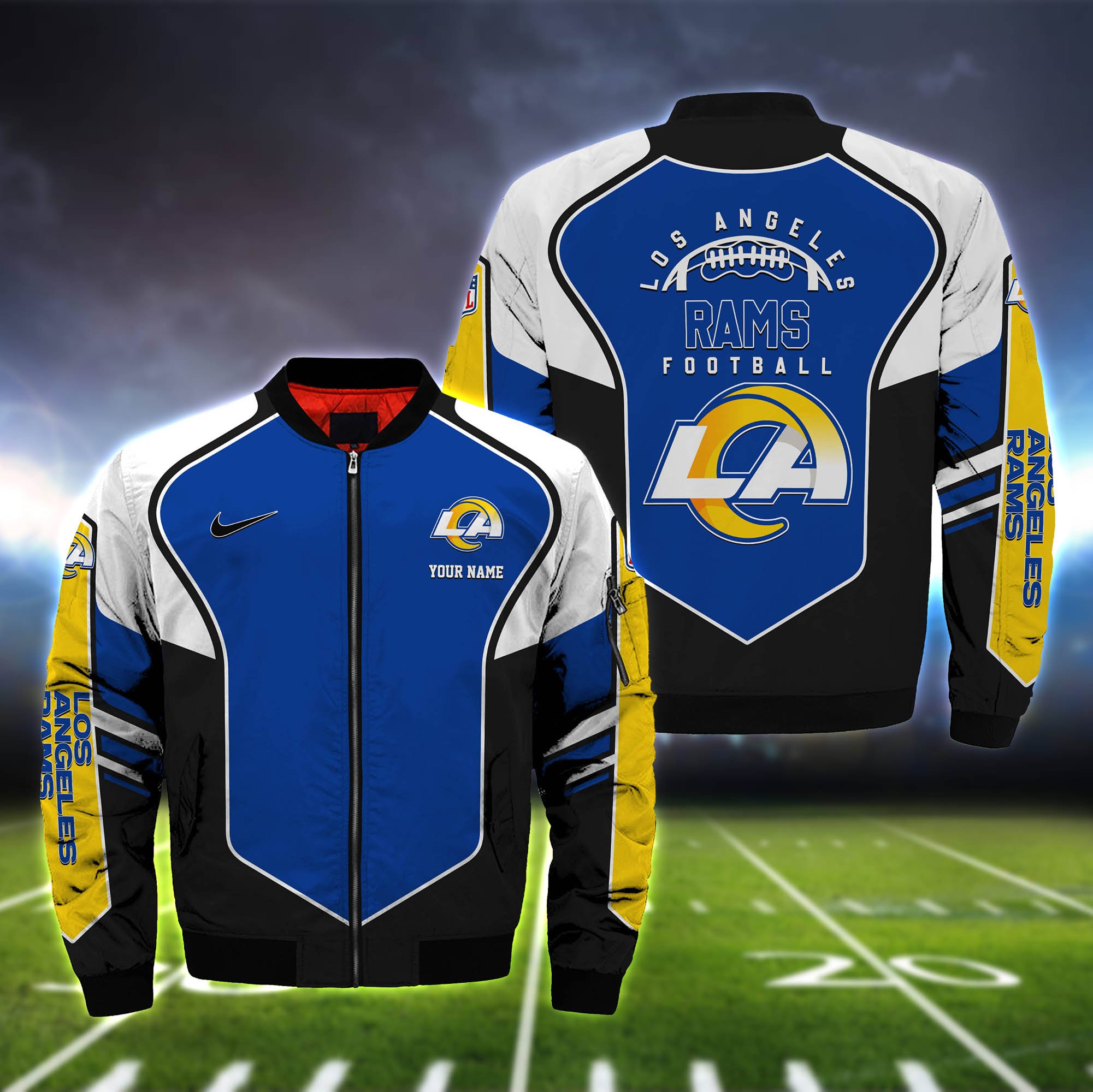 Los Angeles Rams Bomber Jacket 2024 Version Custom Name, Sport Team Jacket For Fans ETHY-122036