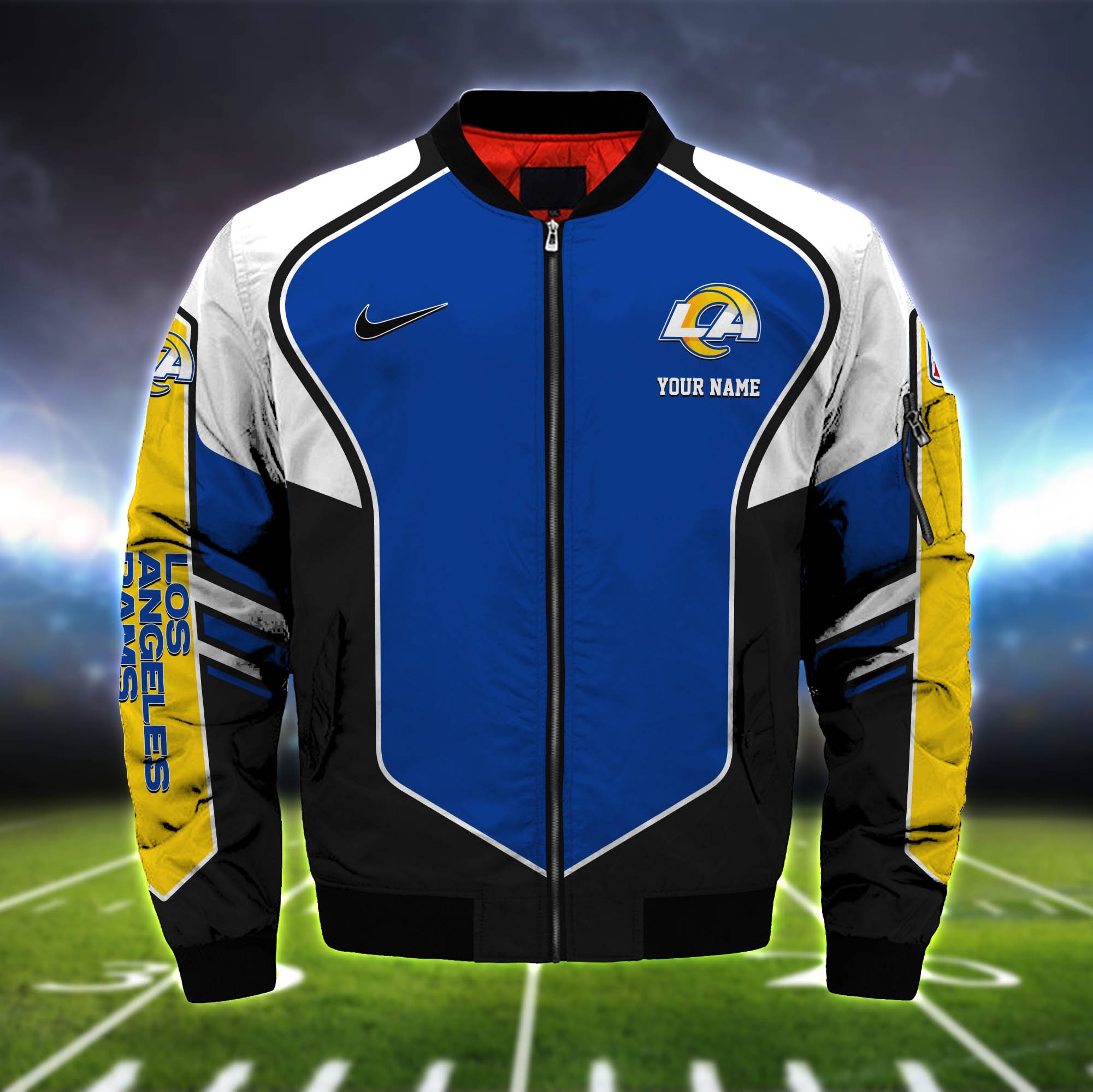 Alternative view of Los Angeles Rams Bomber Jacket 2024 Version Custom Name, Sport Team Jacket For Fans ETHY-122036