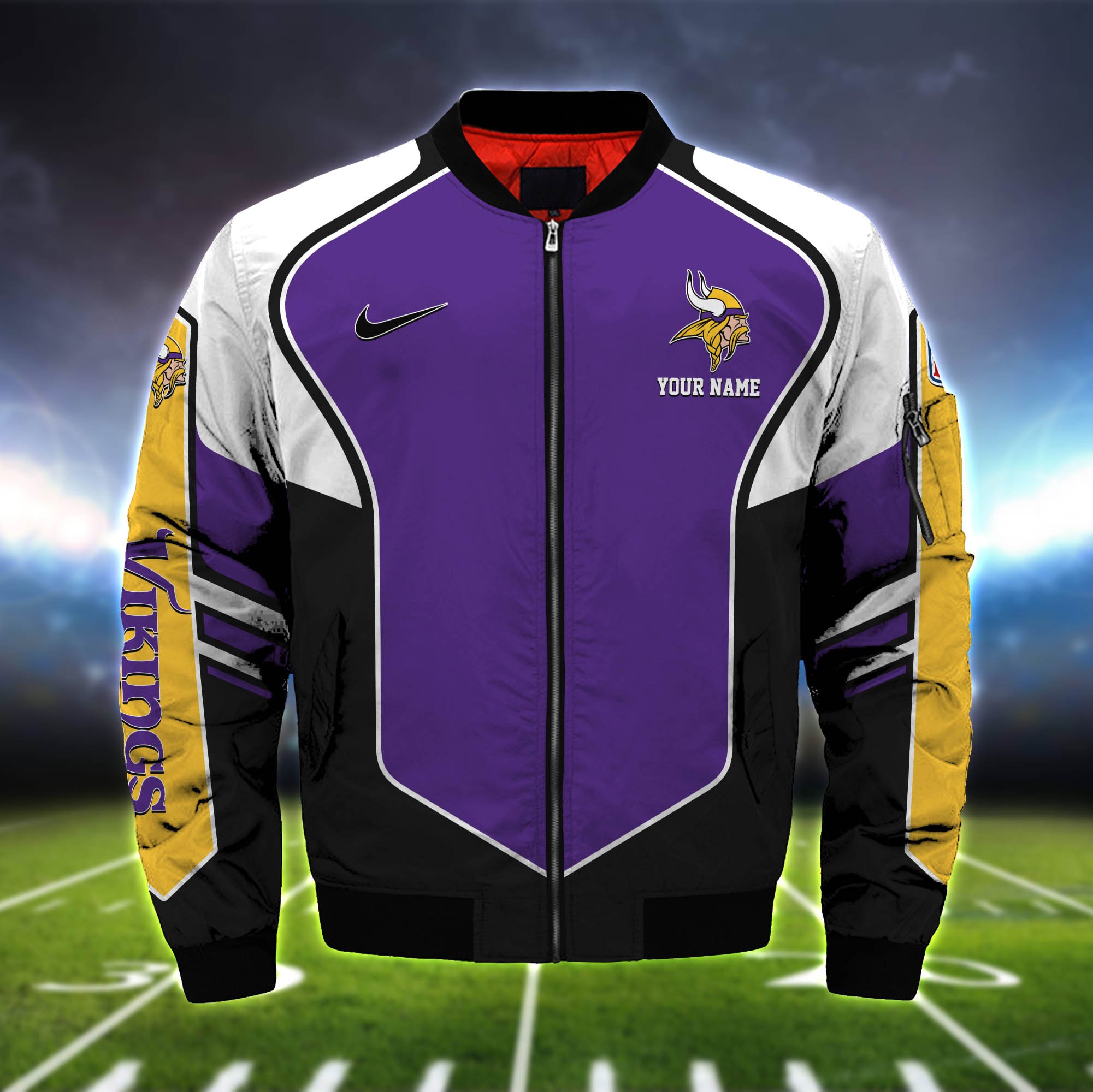 Alternative view of Minnesota Vikings Bomber Jacket 2024 Version Custom Name, Sport Team Jacket For Fans ETHY-122036