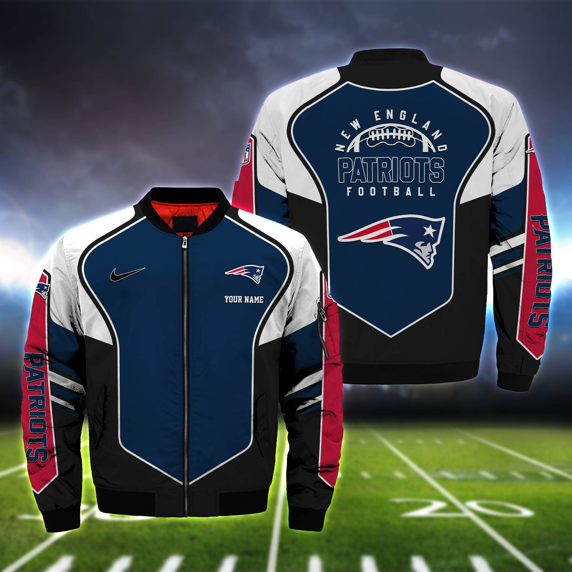 New England Patriots Bomber Jacket 2024 Version Custom Name, Sport Team Jacket For Fans ETHY-122036