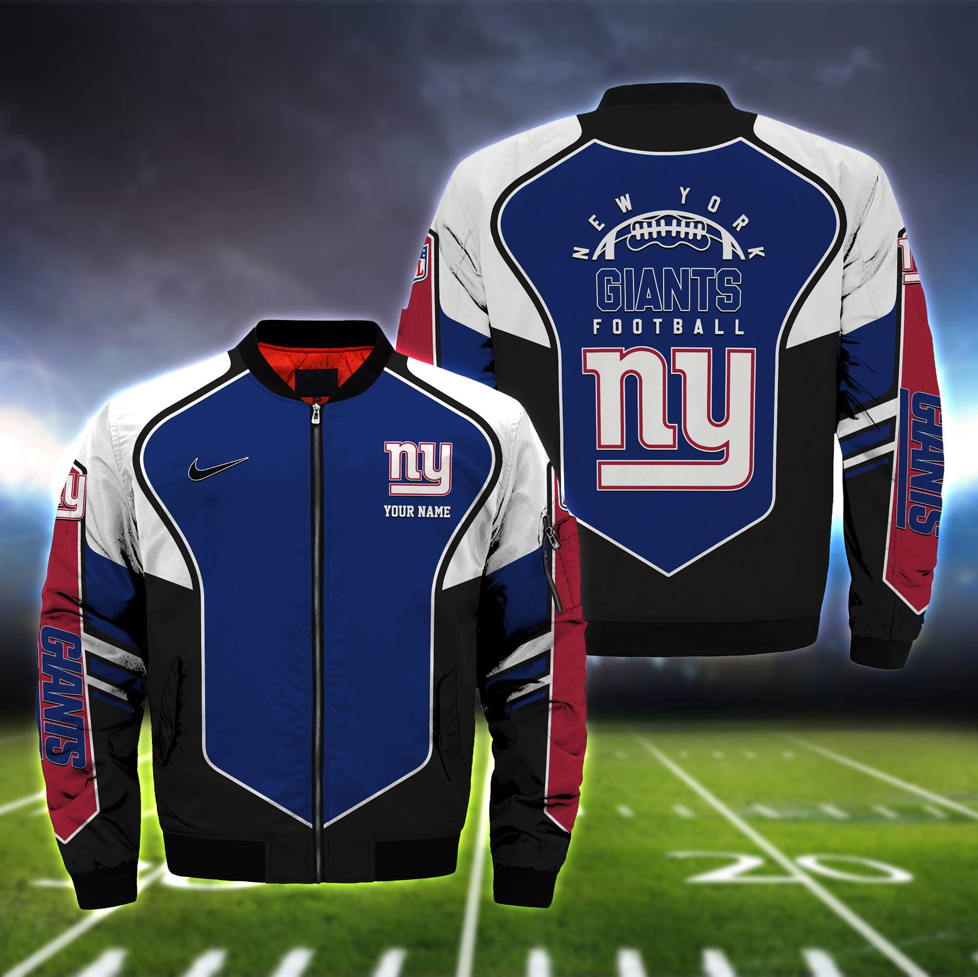 New York Giants Bomber Jacket 2024 Version Custom Name, Sport Team Jacket For Fans ETHY-122036