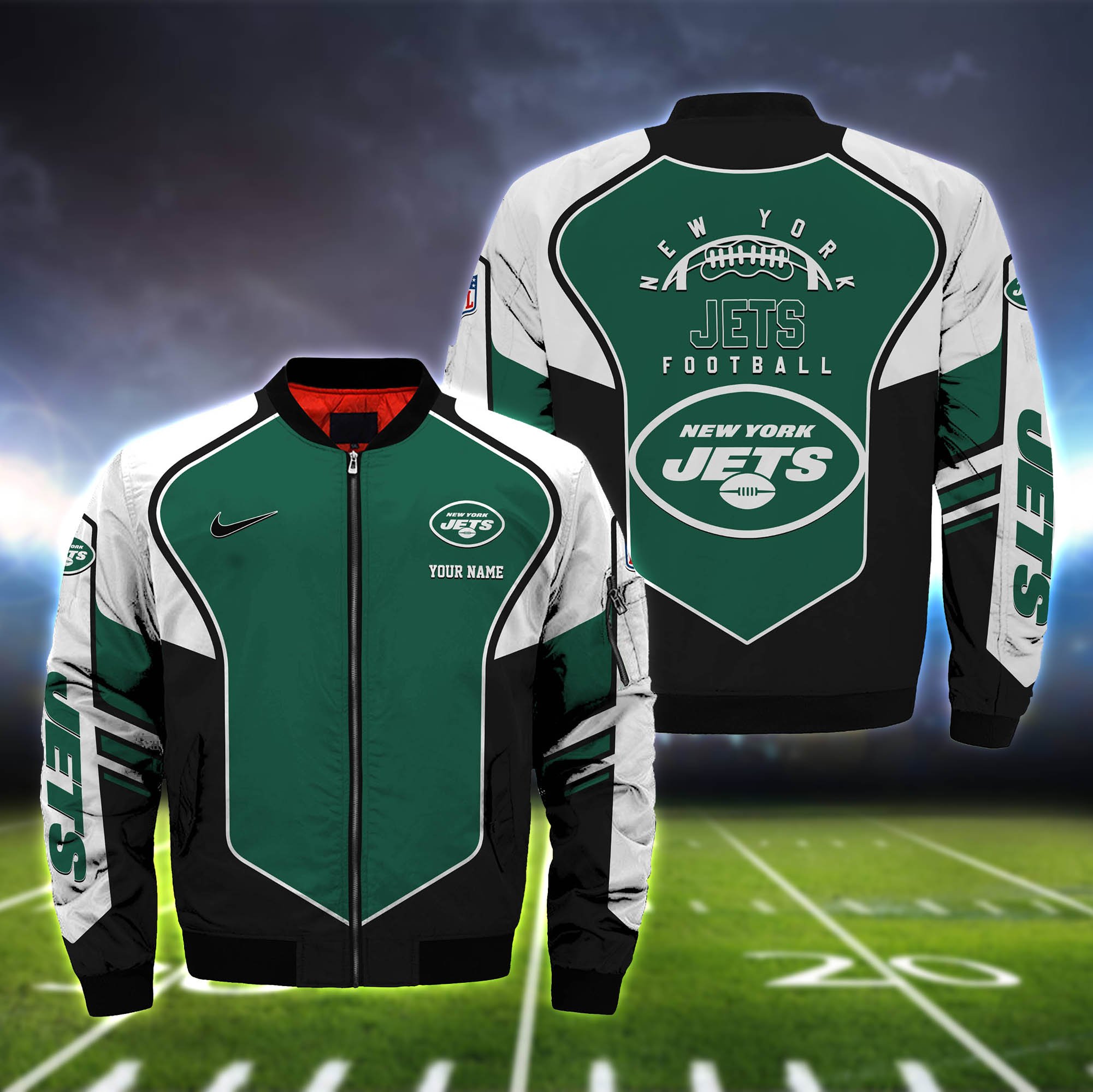 New York Jets Bomber Jacket 2024 Version Custom Name, Sport Team Jacket For Fans ETHY-122036