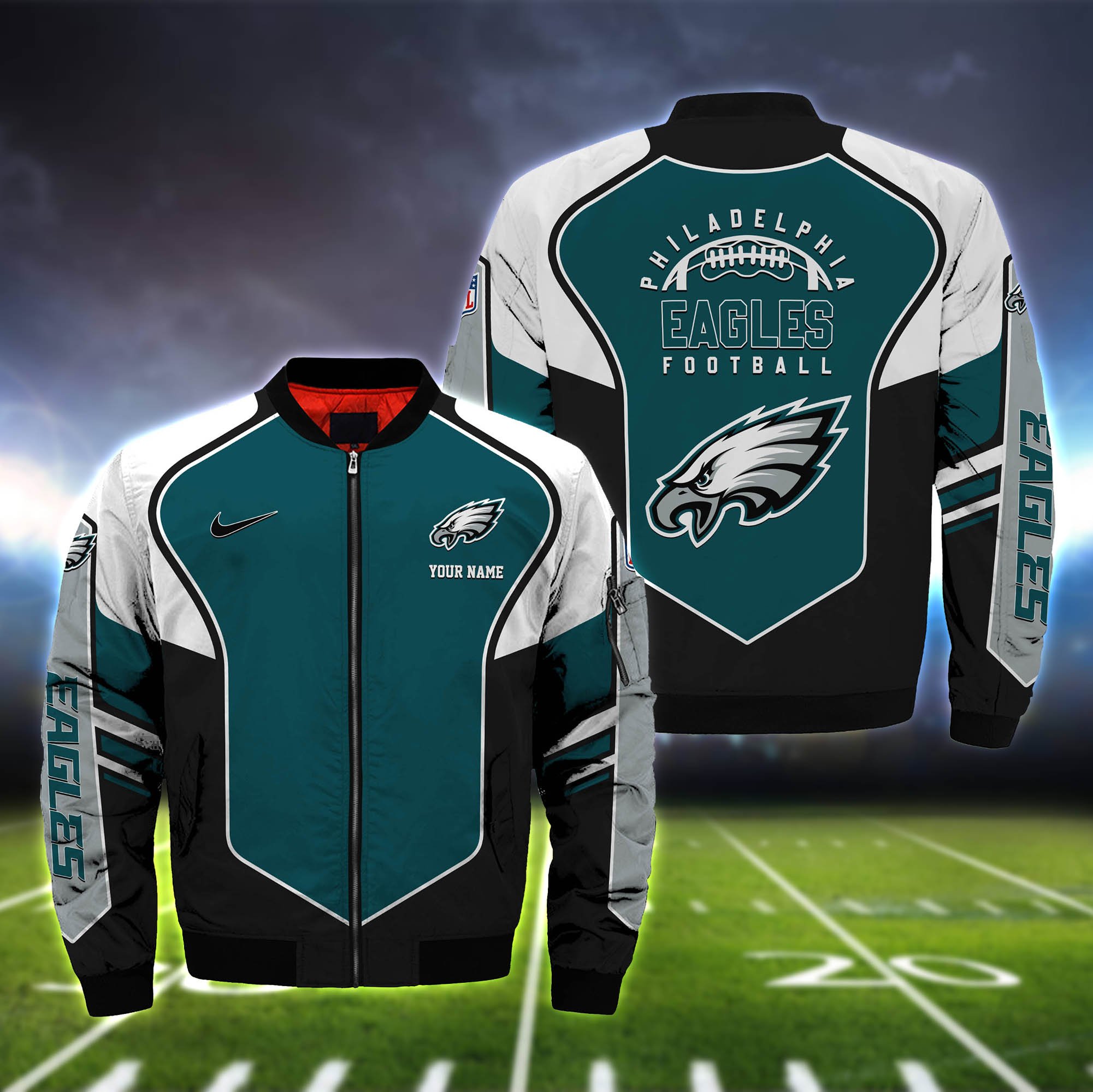 Philadelphia Eagles Bomber Jacket 2024 Version Custom Name, Sport Team Jacket For Fans ETHY-122036