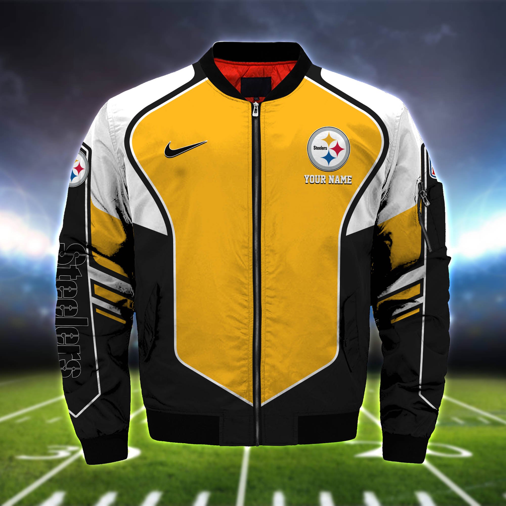 Alternative view of Pittsburgh Steelers Bomber Jacket 2024 Version Custom Name, Sport Team Jacket For Fans ETHY-122036