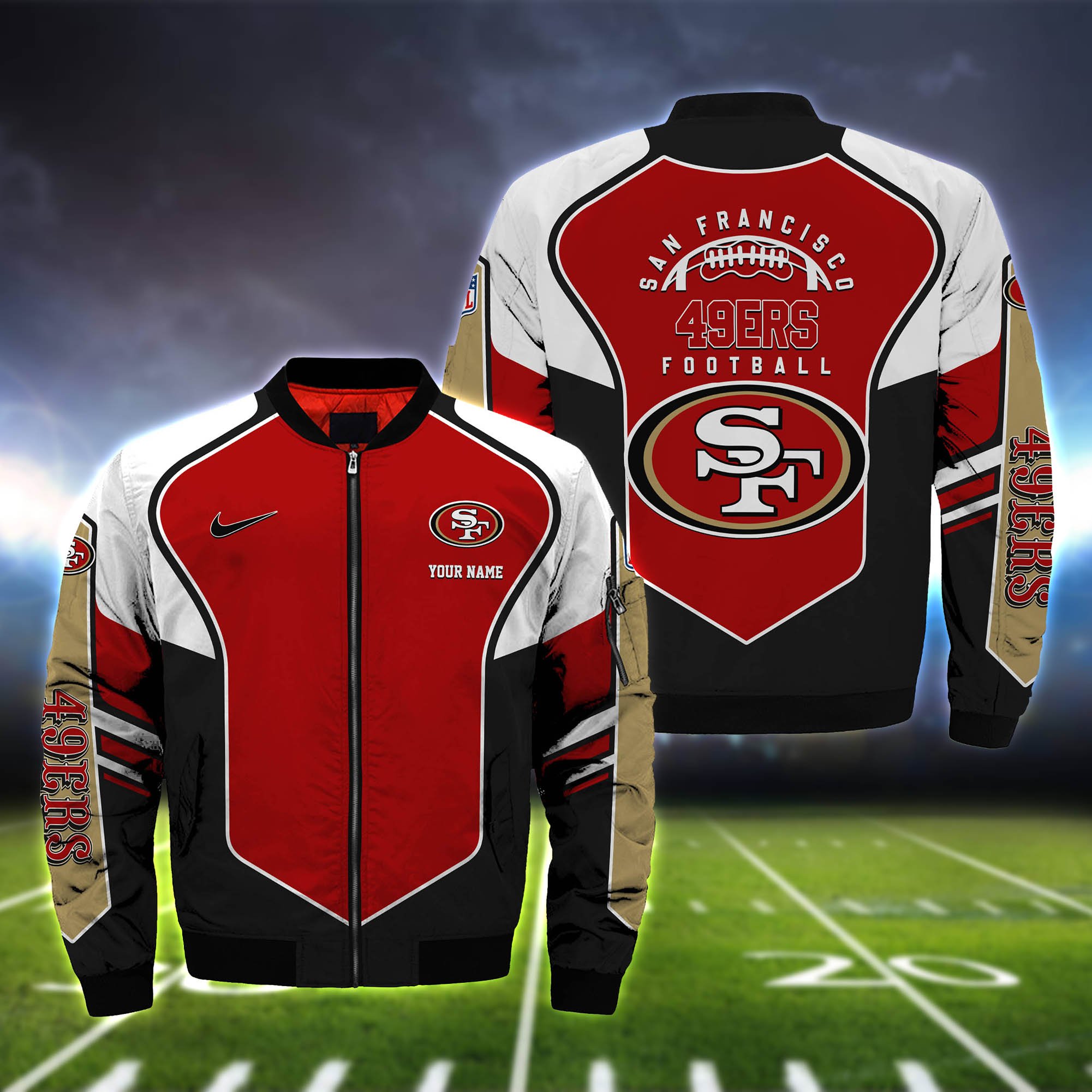 San Francisco 49ers Bomber Jacket 2024 Version Custom Name, Sport Team Jacket For Fans ETHY-122036