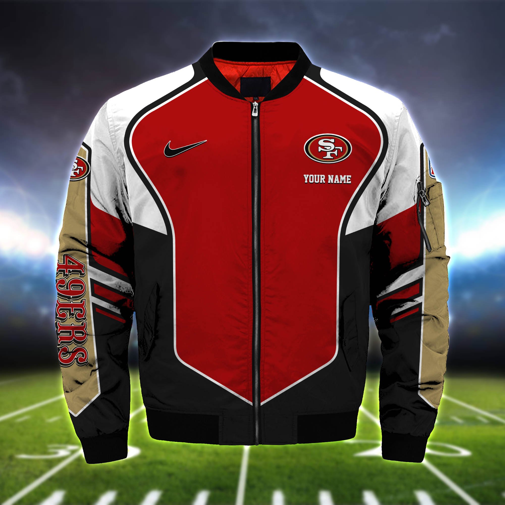 Alternative view of San Francisco 49ers Bomber Jacket 2024 Version Custom Name, Sport Team Jacket For Fans ETHY-122036