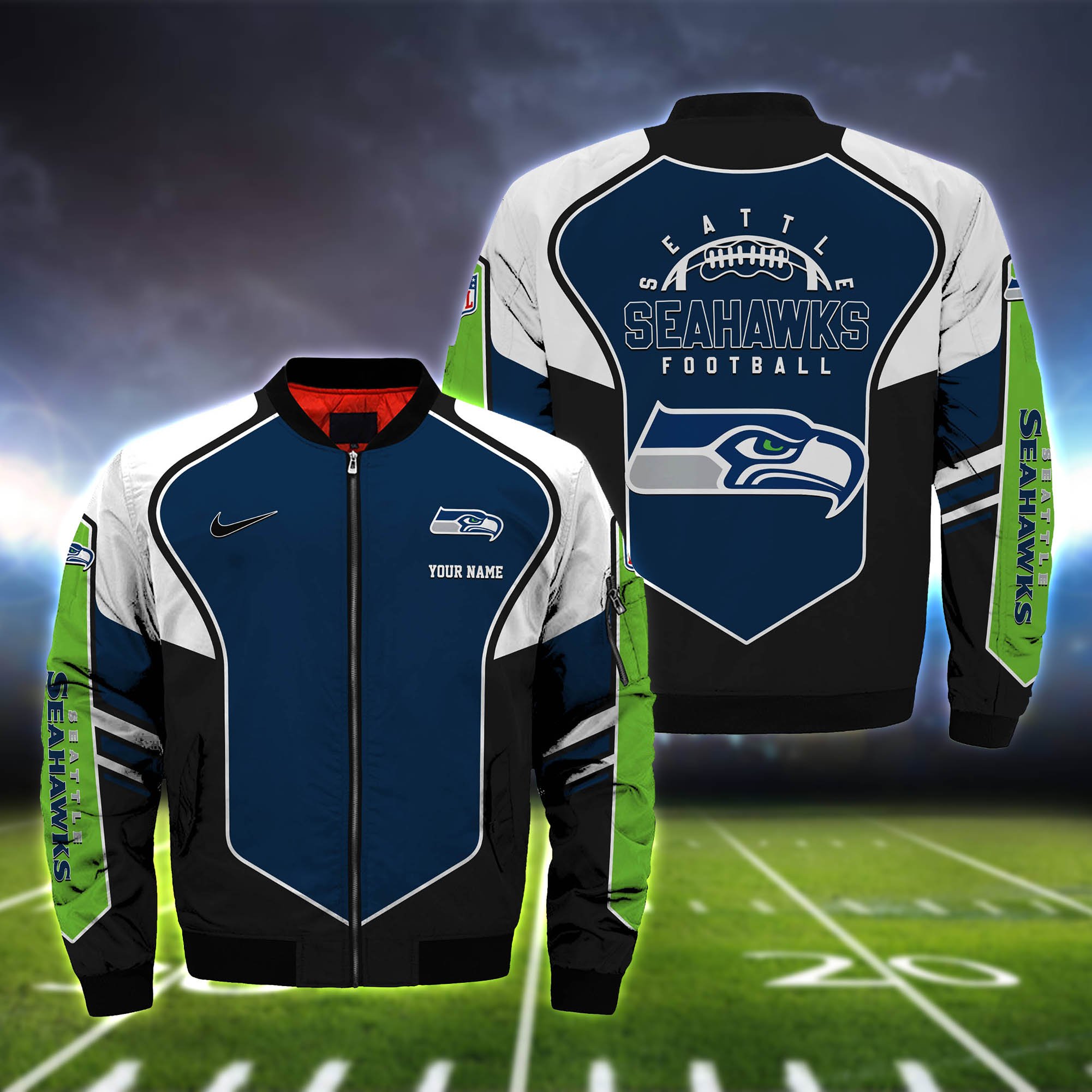 Seattle Seahawks Bomber Jacket 2024 Version Custom Name, Sport Team Jacket For Fans ETHY-122036