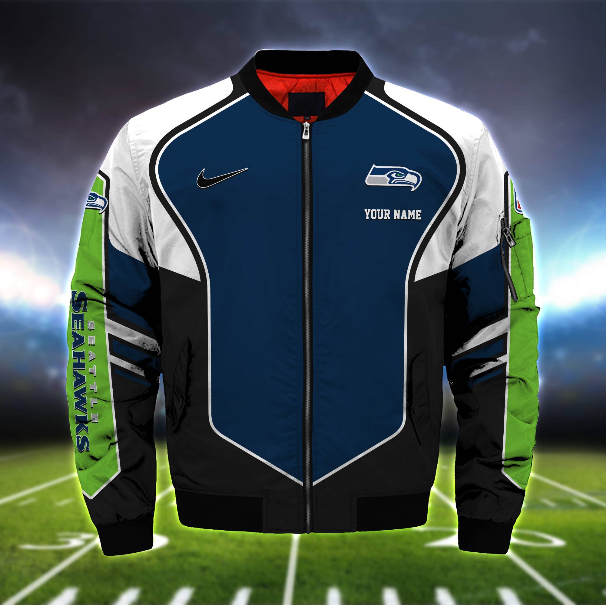 Alternative view of Seattle Seahawks Bomber Jacket 2024 Version Custom Name, Sport Team Jacket For Fans ETHY-122036