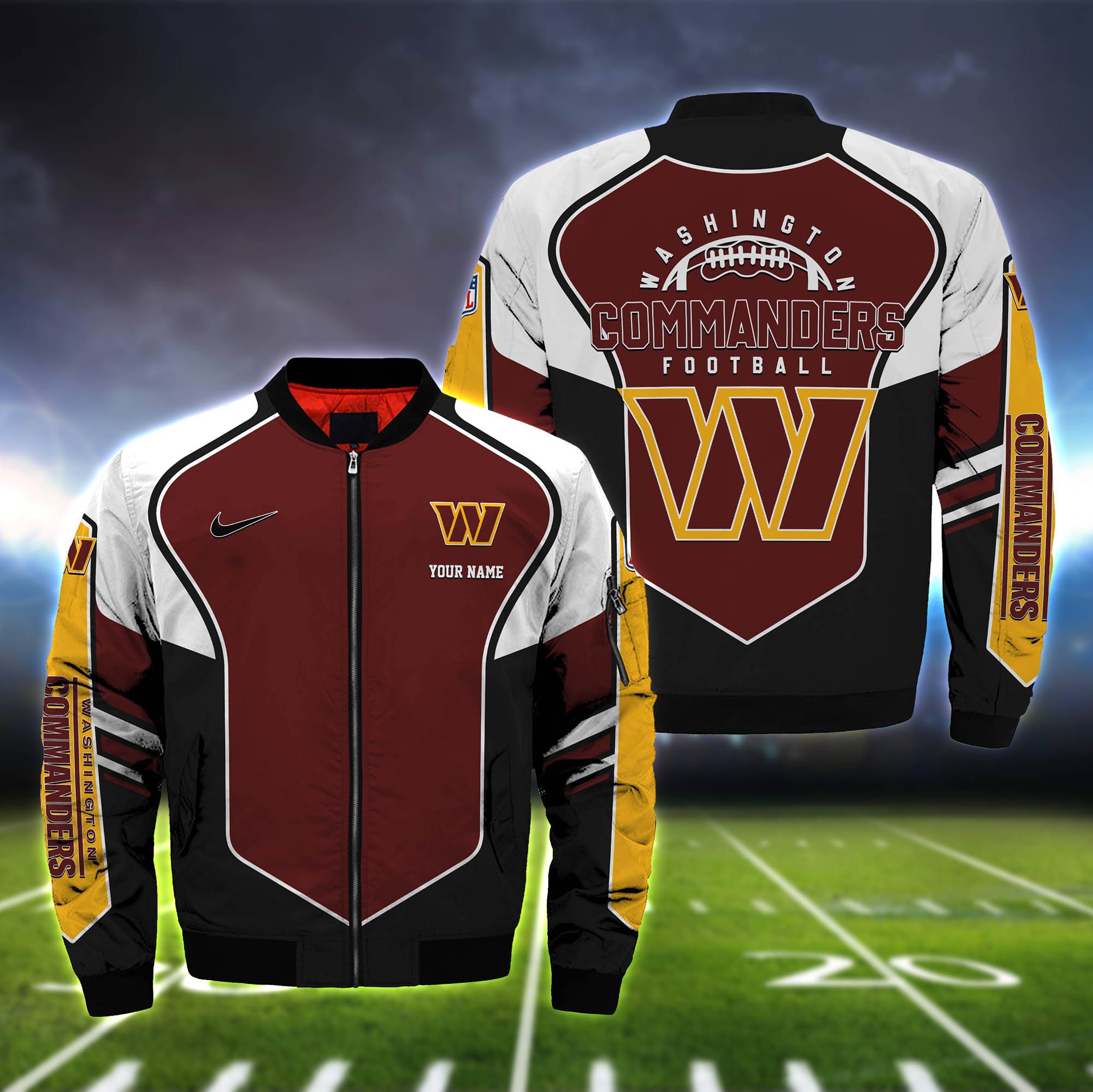 Washington Commanders Bomber Jacket 2024 Version Custom Name, Sport Team Jacket For Fans ETHY-122036