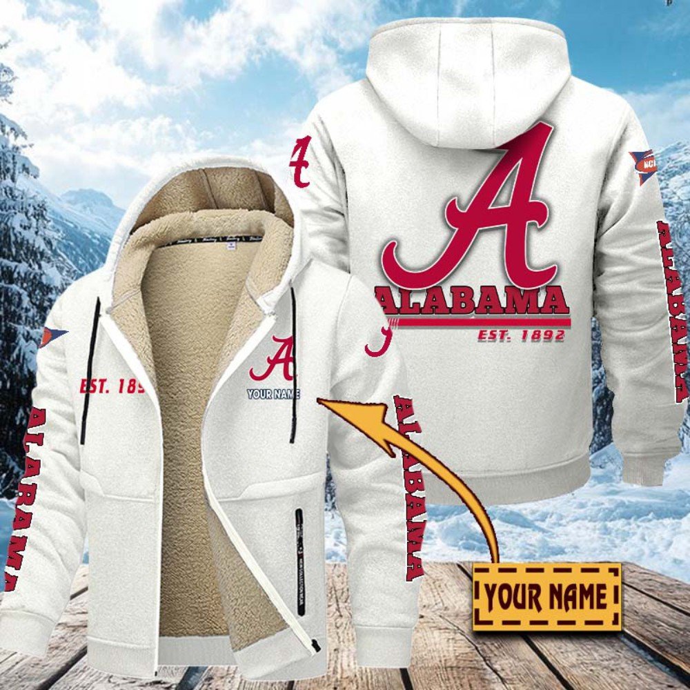 Alternative view of Alabama Crimson Tide Hoodie Zip Velvet Coat Custom Your Name, Sport Jacket, Gifts For Fan EHIVM-1224112