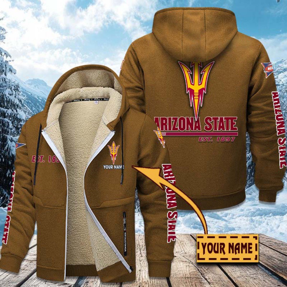 Arizona State Sun Devils Hoodie Zip Velvet Coat Custom Your Name, Sport Jacket, Gifts For Fan EHIVM-1224112