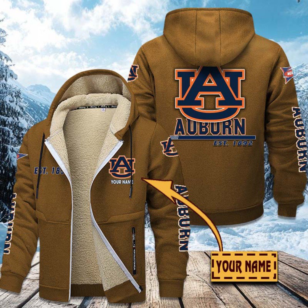 Auburn Tigers Hoodie Zip Velvet Coat Custom Your Name, Sport Jacket, Gifts For Fan EHIVM-1224112