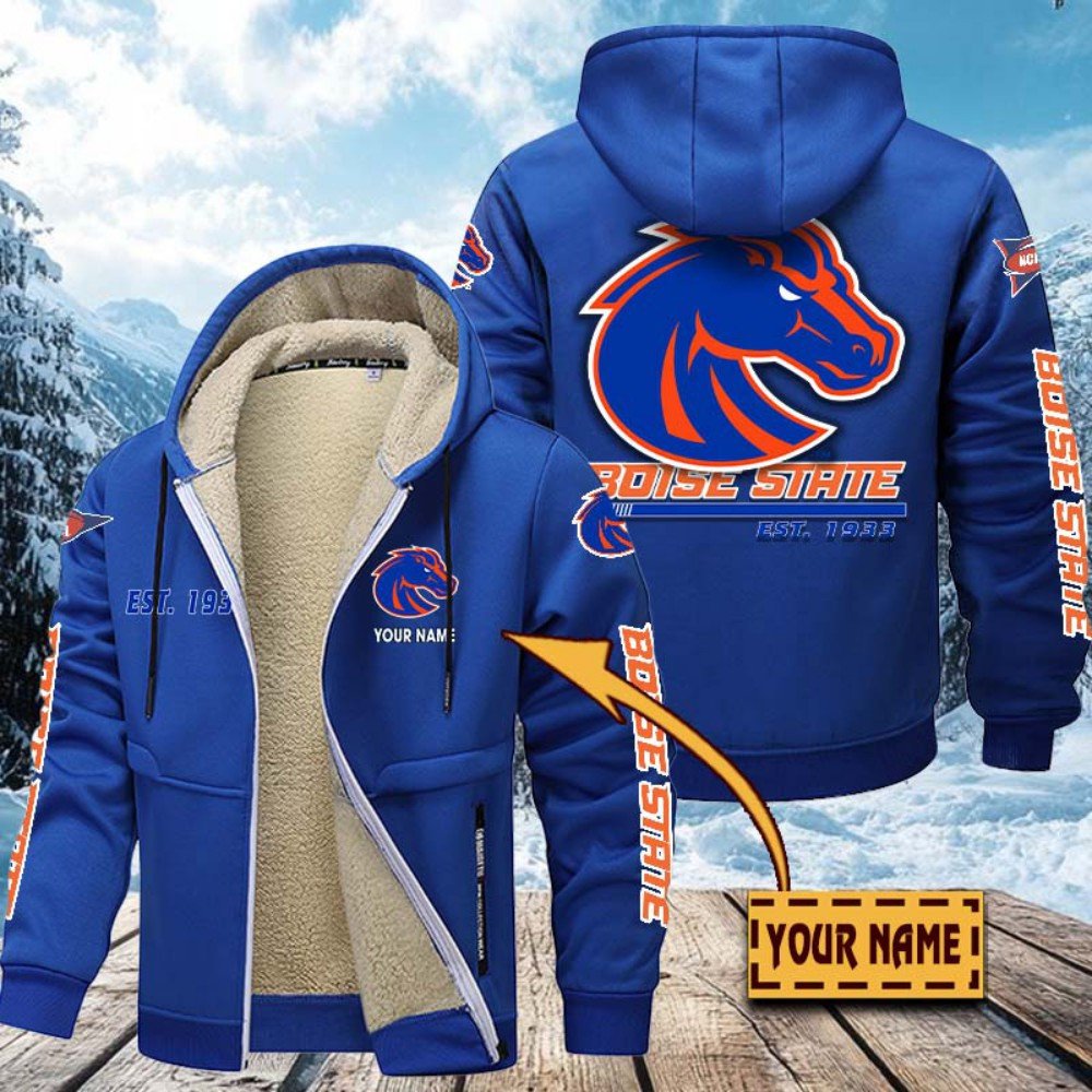 Boise State Broncos Hoodie Zip Velvet Coat Custom Your Name, Sport Jacket, Gifts For Fan EHIVM-1224112