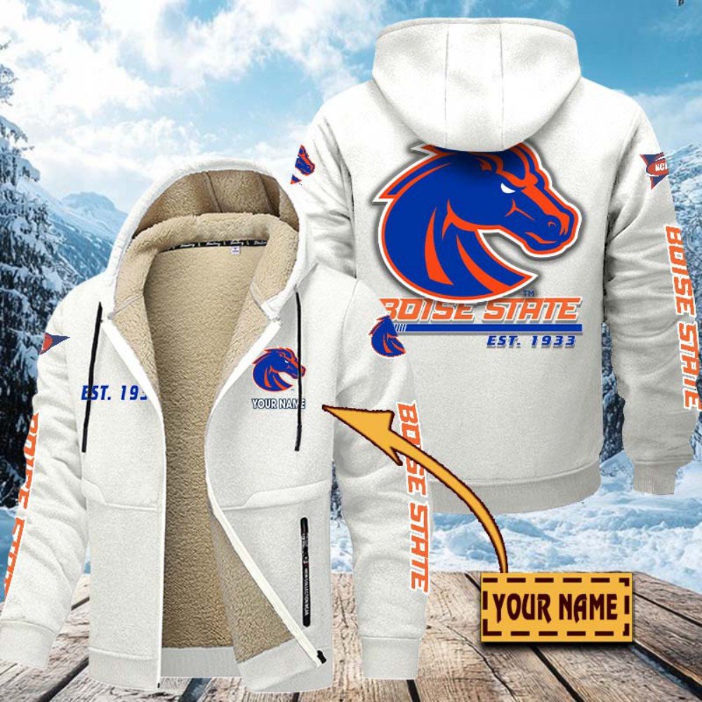 Alternative view of Boise State Broncos Hoodie Zip Velvet Coat Custom Your Name, Sport Jacket, Gifts For Fan EHIVM-1224112
