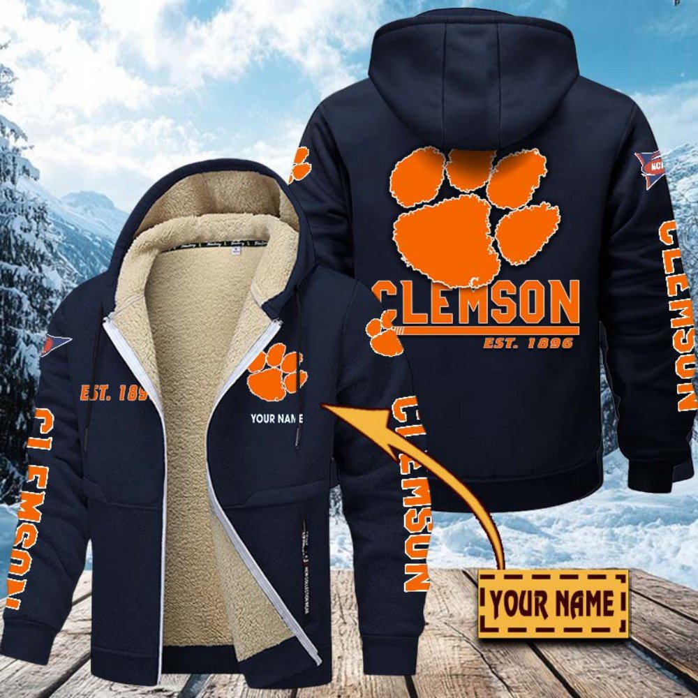 Alternative view of Clemson Tigers Hoodie Zip Velvet Coat Custom Your Name, Sport Jacket, Gifts For Fan EHIVM-1224112