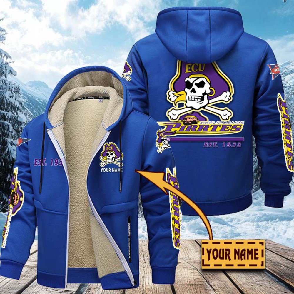 EAST CAROLINA PIRATES Hoodie Zip Velvet Coat Custom Your Name, Sport Jacket, Gifts For Fan EHIVM-1224112