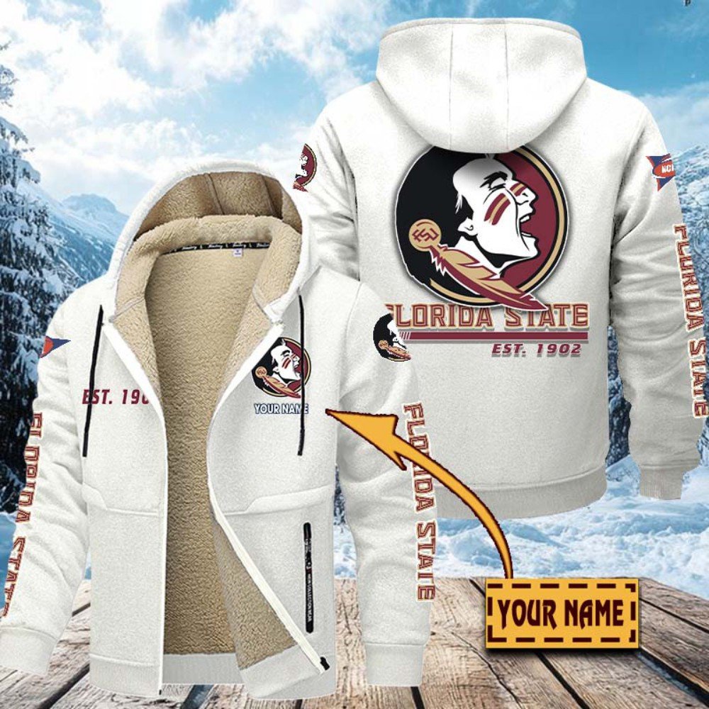 Florida State Seminoles Hoodie Zip Velvet Coat Custom Your Name, Sport Jacket, Gifts For Fan EHIVM-1224112