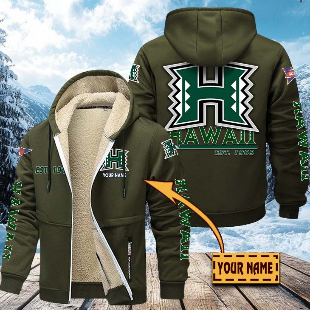 Hawaii Rainbow Warriors Hoodie Zip Velvet Coat Custom Your Name, Sport Jacket, Gifts For Fan EHIVM-1224112
