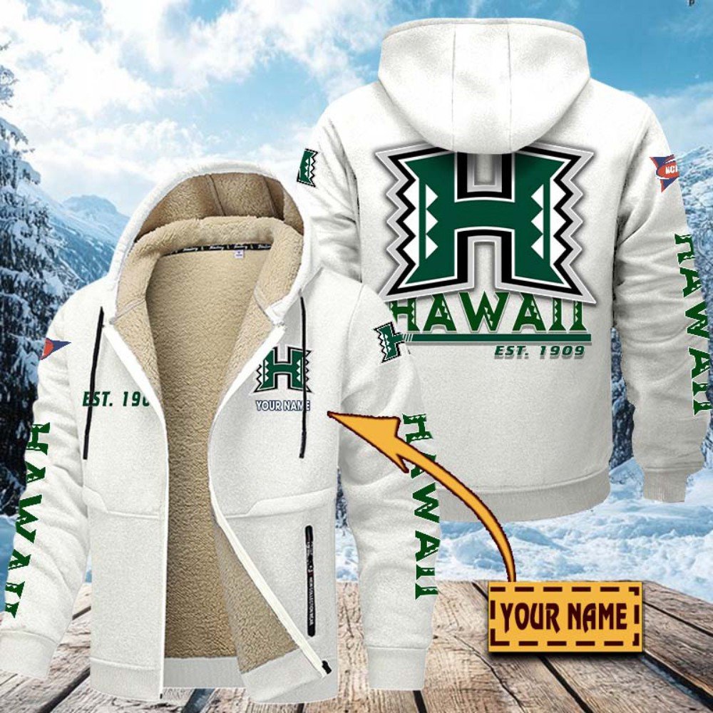 Alternative view of Hawaii Rainbow Warriors Hoodie Zip Velvet Coat Custom Your Name, Sport Jacket, Gifts For Fan EHIVM-1224112