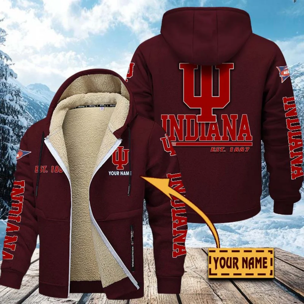 Indiana Hoosiers Hoodie Zip Velvet Coat Custom Your Name, Sport Jacket, Gifts For Fan EHIVM-1224112
