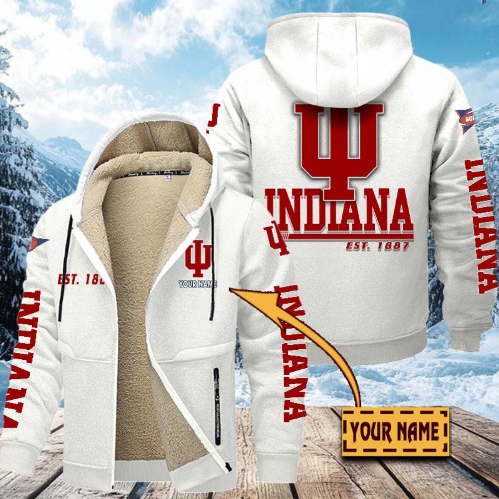 Alternative view of Indiana Hoosiers Hoodie Zip Velvet Coat Custom Your Name, Sport Jacket, Gifts For Fan EHIVM-1224112