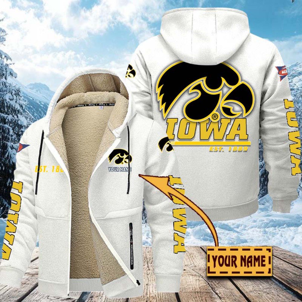 Alternative view of Iowa Hawkeyes Hoodie Zip Velvet Coat Custom Your Name, Sport Jacket, Gifts For Fan EHIVM-1224112