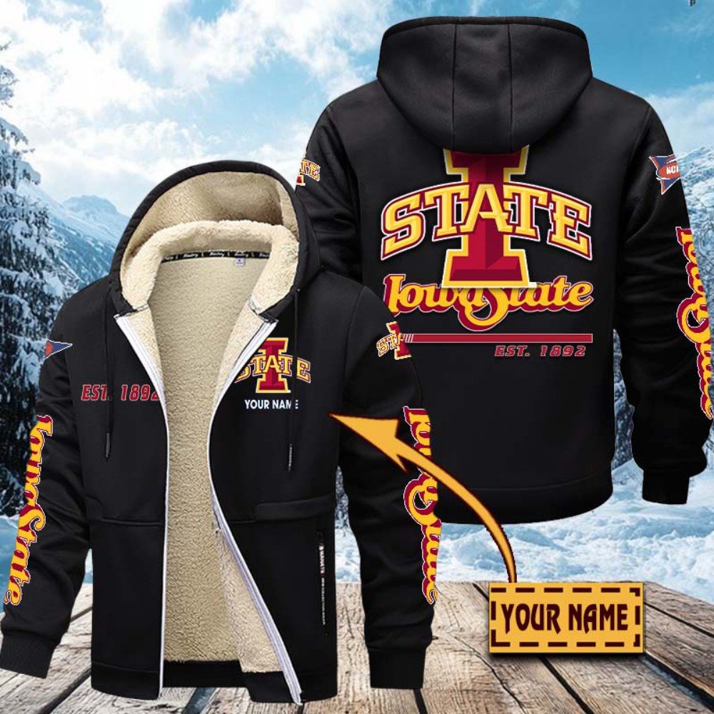 Iowa State Cyclones Hoodie Zip Velvet Coat Custom Your Name, Sport Jacket, Gifts For Fan EHIVM-1224112