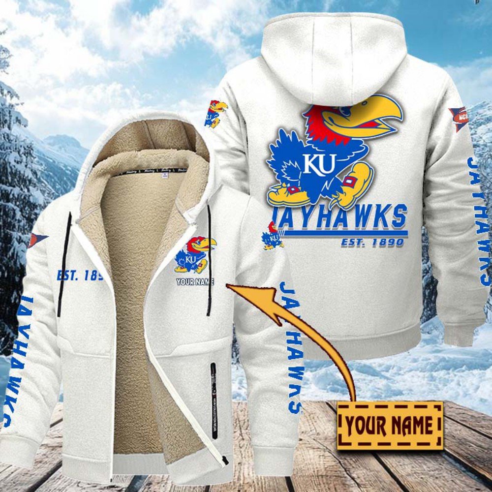 Alternative view of Kansas Jayhawks Hoodie Zip Velvet Coat Custom Your Name, Sport Jacket, Gifts For Fan EHIVM-1224112