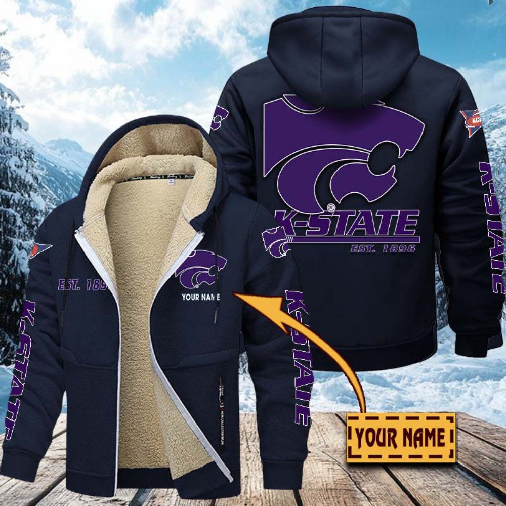 Kansas State Wildcats Hoodie Zip Velvet Coat Custom Your Name, Sport Jacket, Gifts For Fan EHIVM-1224112