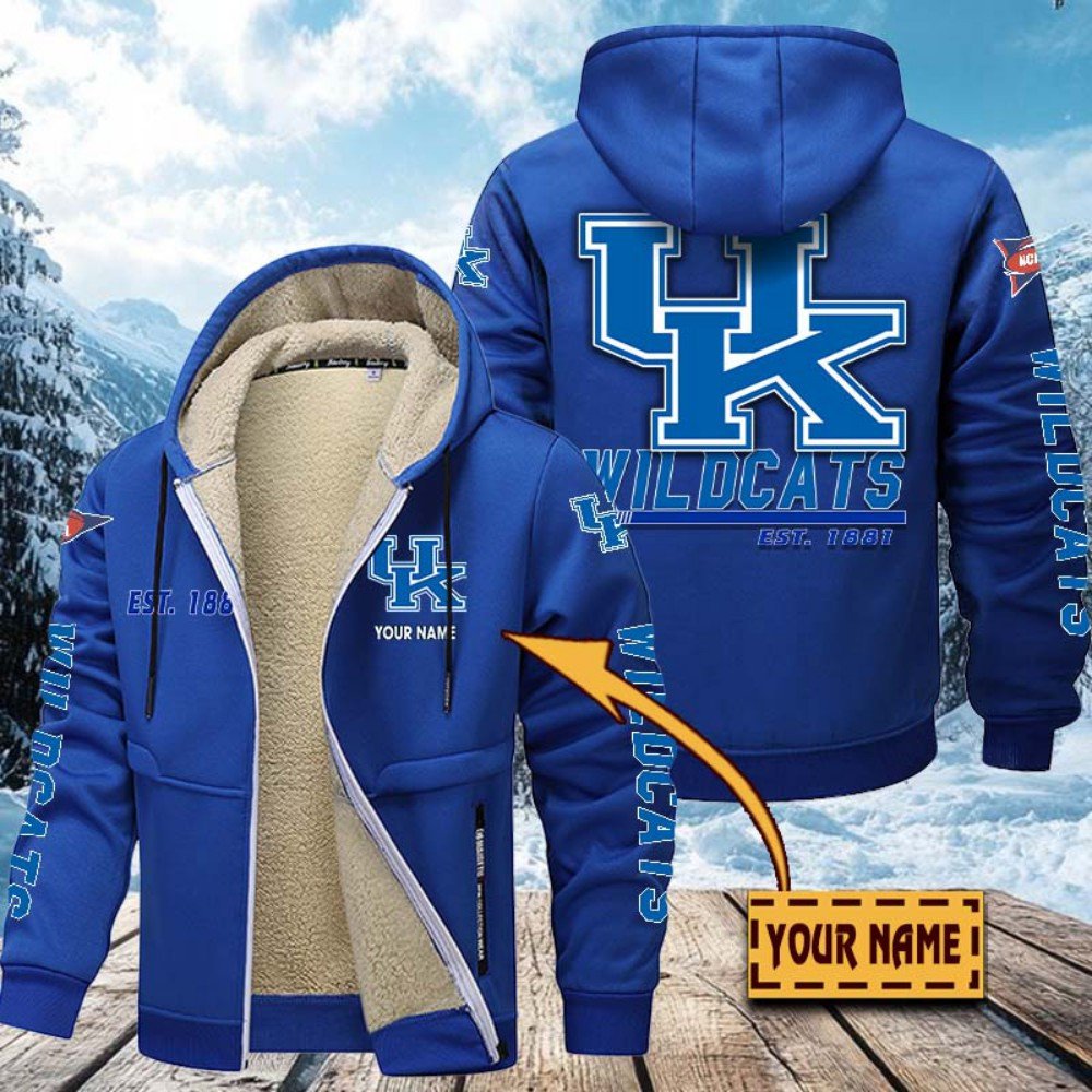 Kentucky Wildcats Hoodie Zip Velvet Coat Custom Your Name, Sport Jacket, Gifts For Fan EHIVM-1224112